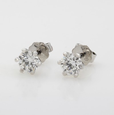 Image 26866798 - Paar Ohrstecker mit Brillanten, WG 750/000, 2 Brill. zus. ca. 1.40 ct feines ...