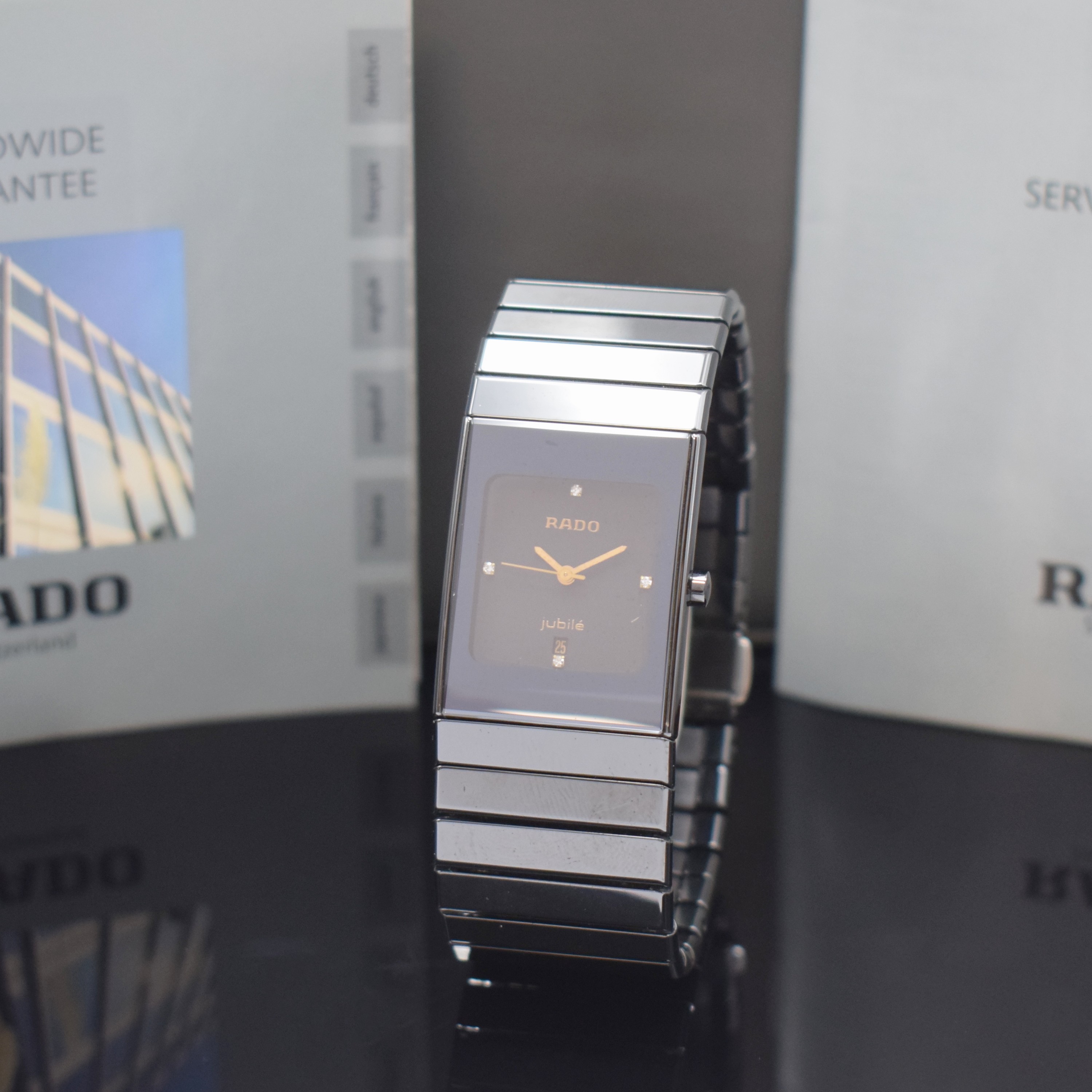 RADO Jubilé Armbanduhr Serie Diastar Referenz 111.0348.3, quarz, kratzfestes Keramikgeh. inkl. Keramik-Gliederband m. dopp. Faltschl., Boden ...