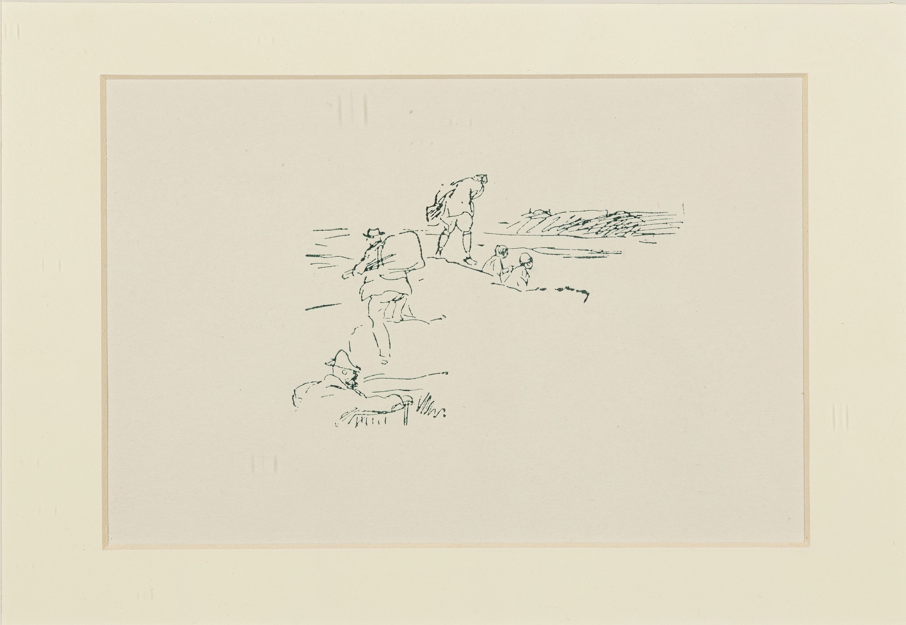 Detail a: Max Slevogt, 1869 Landshut-1932 Neukastel, Selbstbildnis, Radierung, links unten sign., ca. 19x13cm, PP, u.Gl., R. ca. 39x31cm, dazu Federzeichnung ...