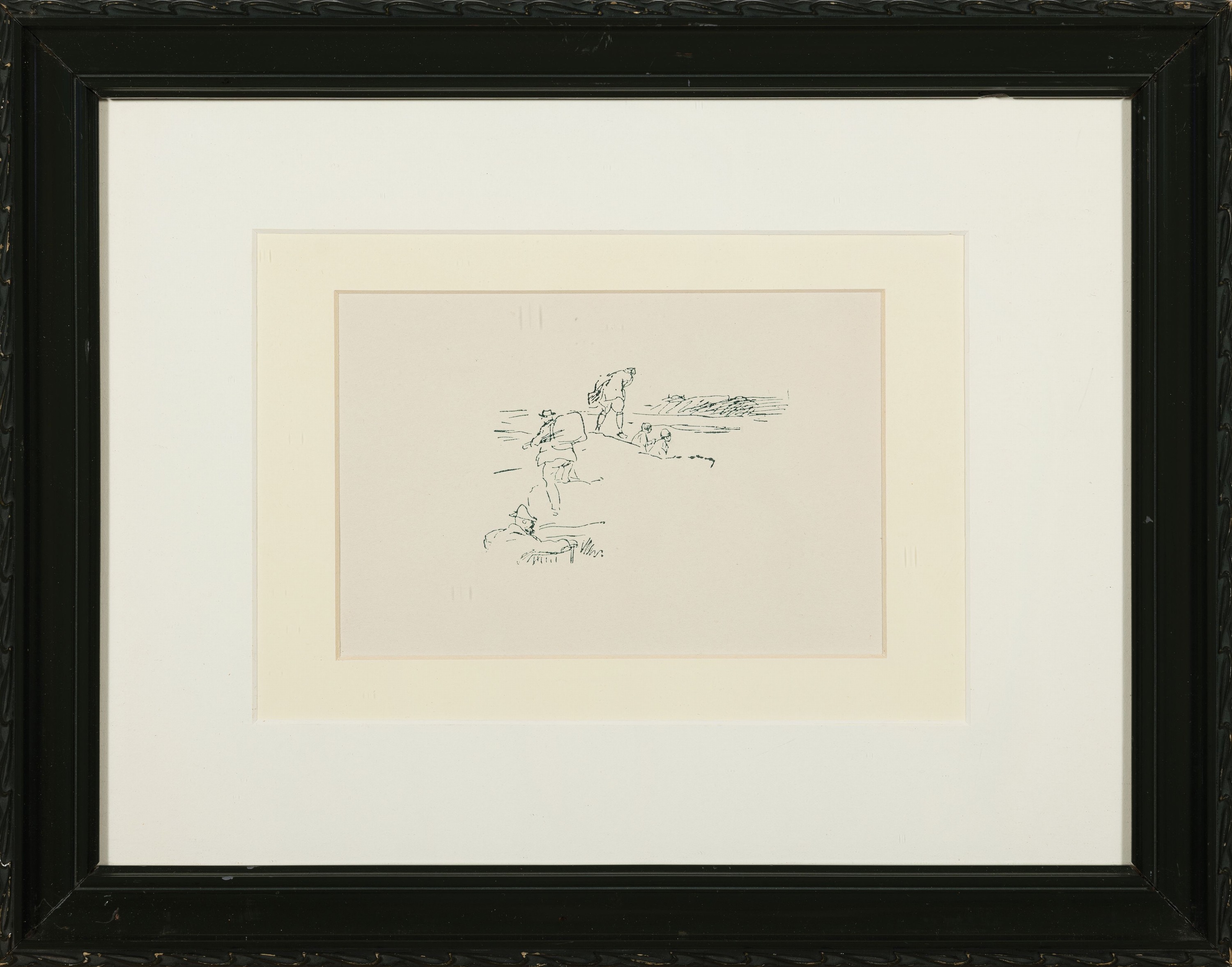 Detail l: Max Slevogt, 1869 Landshut-1932 Neukastel, Selbstbildnis, Radierung, links unten sign., ca. 19x13cm, PP, u.Gl., R. ca. 39x31cm, dazu Federzeichnung ...