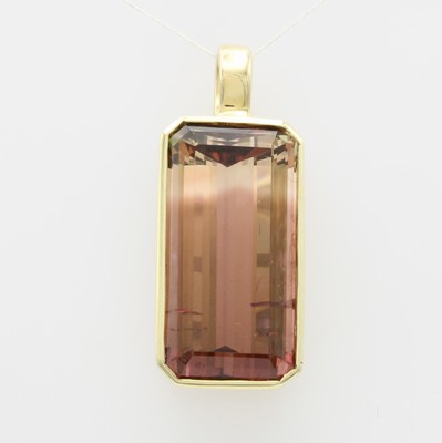 Image 26867126 - Anhänger mit Turmalin, GG 585/000, brauner Turmalin im l. Farbverlauf ca. 26.6 ct ...