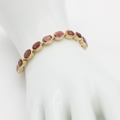26867134a - Armband mit Turmalinen, GG 585/000, ovale, rosa Turmaline in glatter Fassung zus. ca. 25 ...