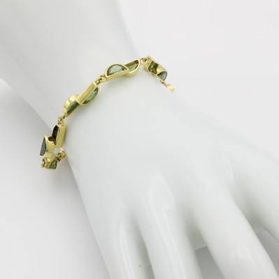 26867136a - Armband mit Turmalinen, GG 585/000, grüne Turmaline in versch. Schliffarten zus. ...