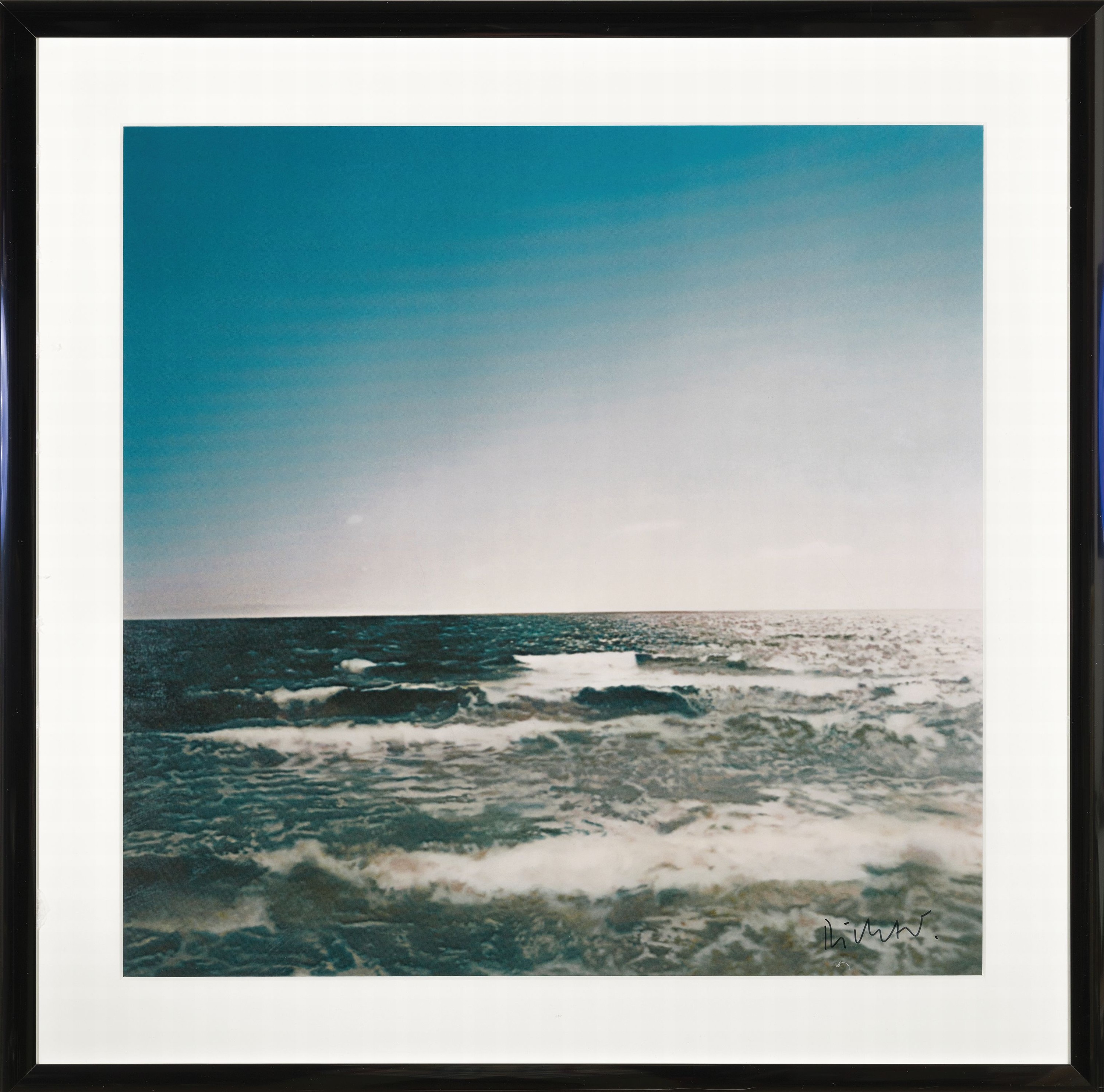 Detail k: Gerhard Richter, geb. 1932, Seestück, Offsetlithografie, handsign., Hrsg. Museum Guggenheim Bilbao, gerahmt, Motiv ca. 60x60 cm, gesamt ca. 68,5x69 ...
