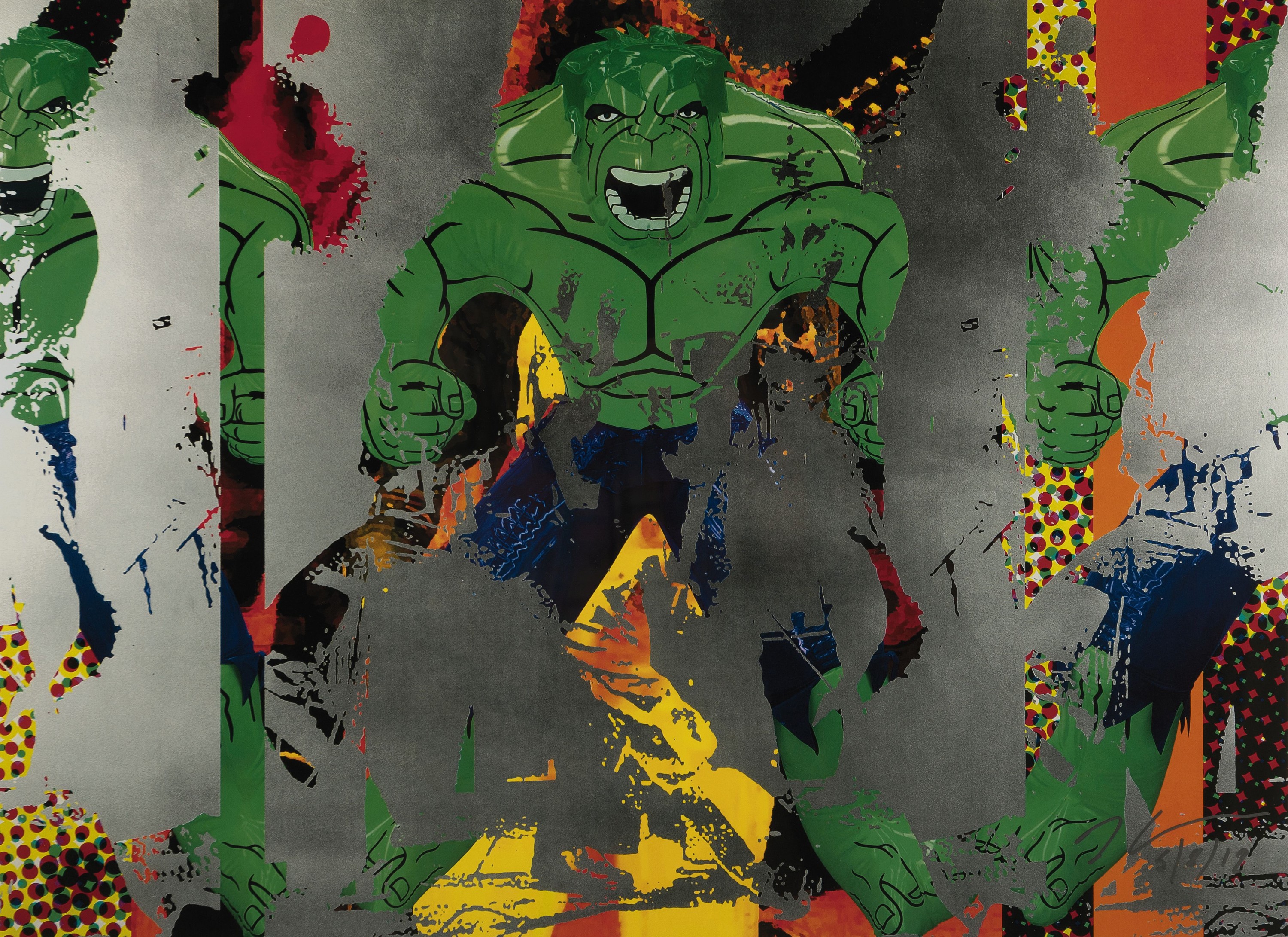 Jeff Koons, geb. 1955, "Triple Hulk Elvis", Offsetlithografie, handsign., dat., hrsg: Astrup Fearnley Museum Oslo , unter Glas gerahmt, ...