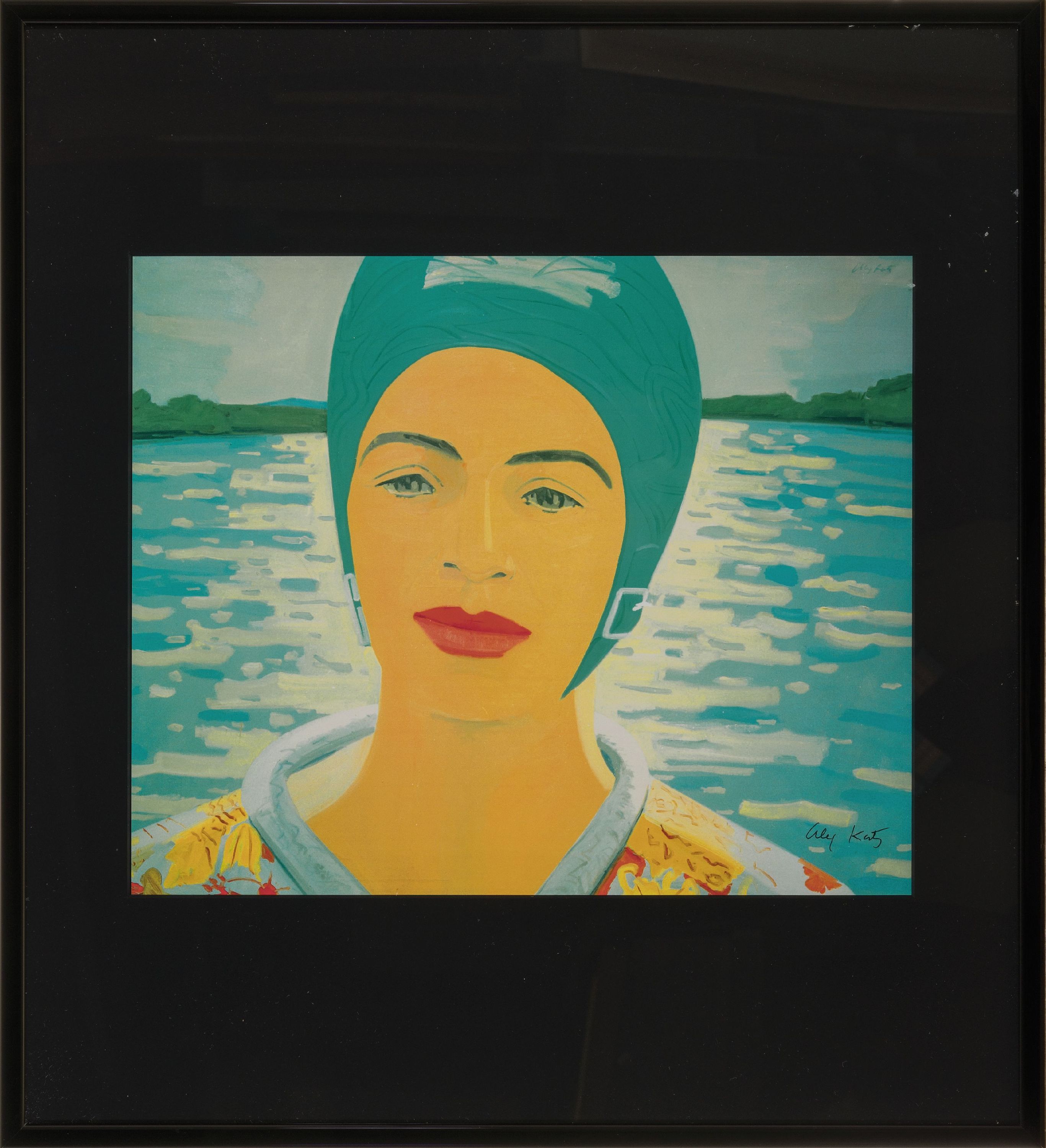 Detail k: Alex Katz, geb. 1927, "Ada with Bathing Cap", Offset von 2010, Gefälligkeitssignatur rechts unten, auf unterem Blattrand bezeichnet, unter ...