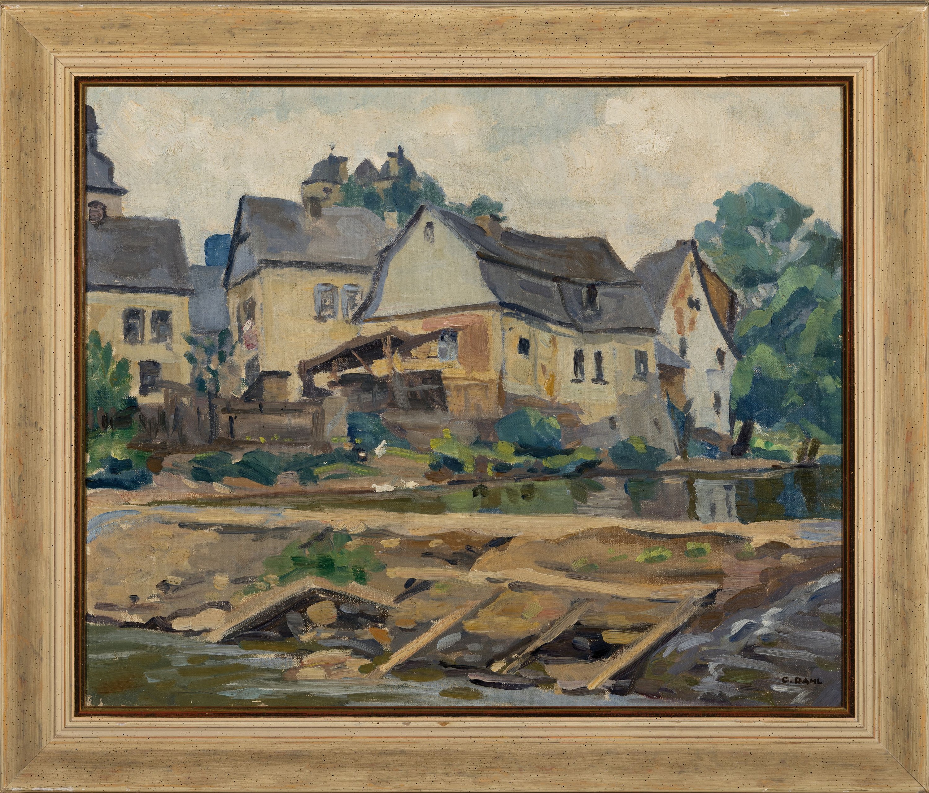 Detail k: Karl Wilhelm Dahl, 1869-1942, Partie in Gemünden im Hunsrück, Öl/Lwd, rechts unten signiert, ca. 45x55cm, R. ca. 56x66cm