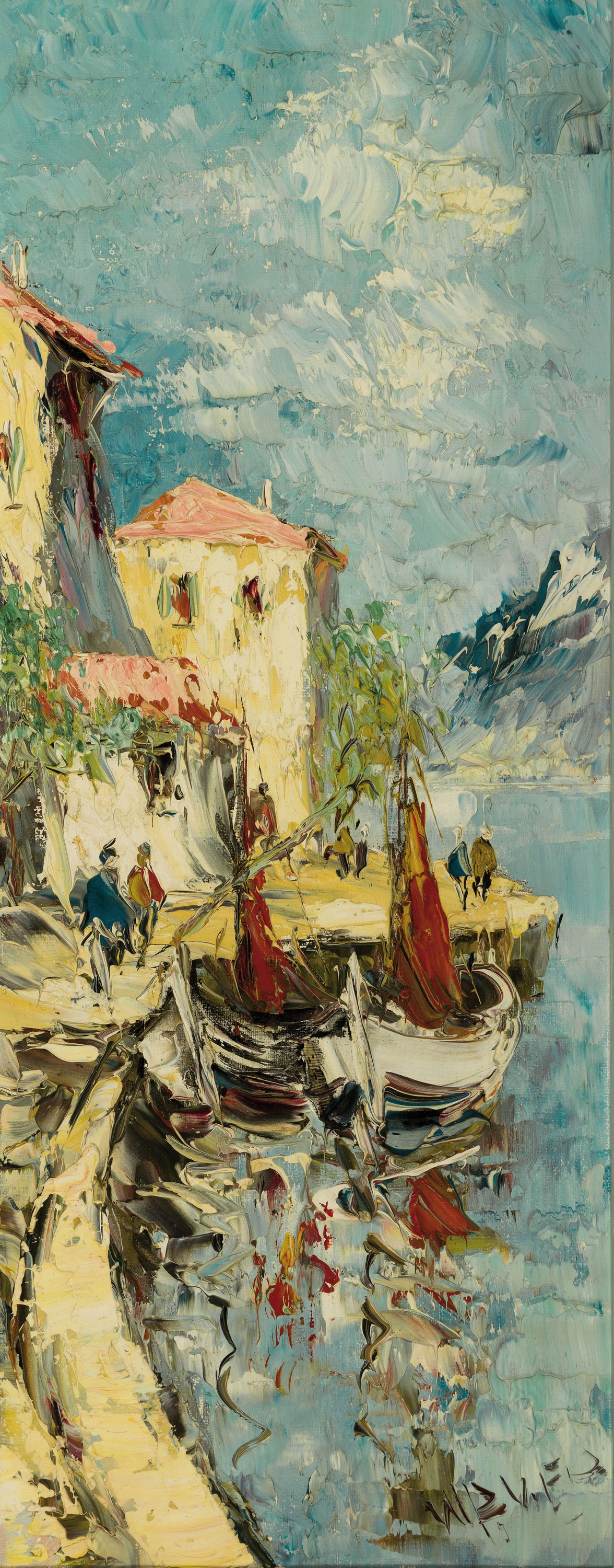 Detail b: Walter Prescher van Ed, 1916 Dresden-1988 Ottendorf, 2 Gemälde in öl/Lwd, 1x Ansicht von Gandria, 1x Ansicht von Menton, beide sign., je ca. ...