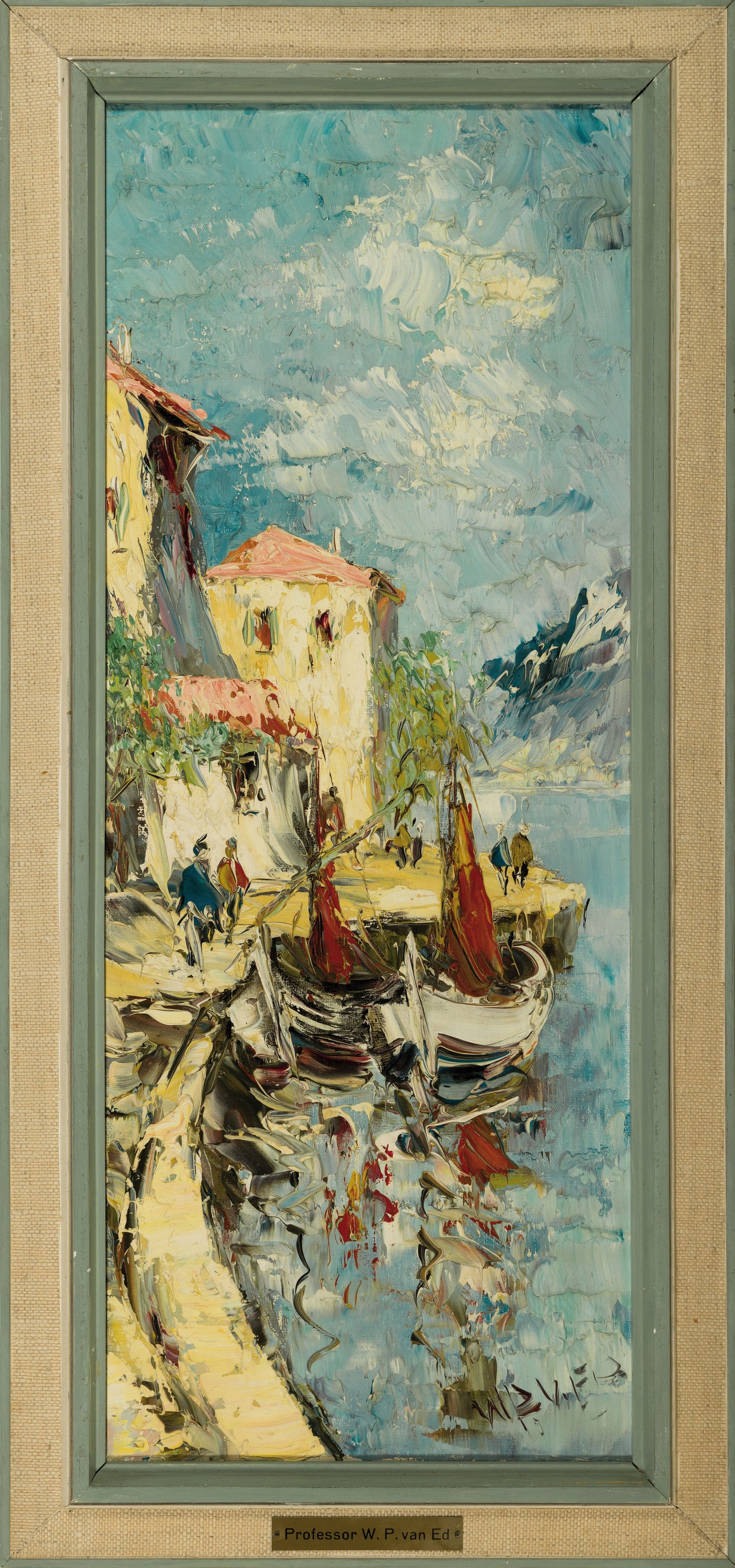 Detail m: Walter Prescher van Ed, 1916 Dresden-1988 Ottendorf, 2 Gemälde in öl/Lwd, 1x Ansicht von Gandria, 1x Ansicht von Menton, beide sign., je ca. ...