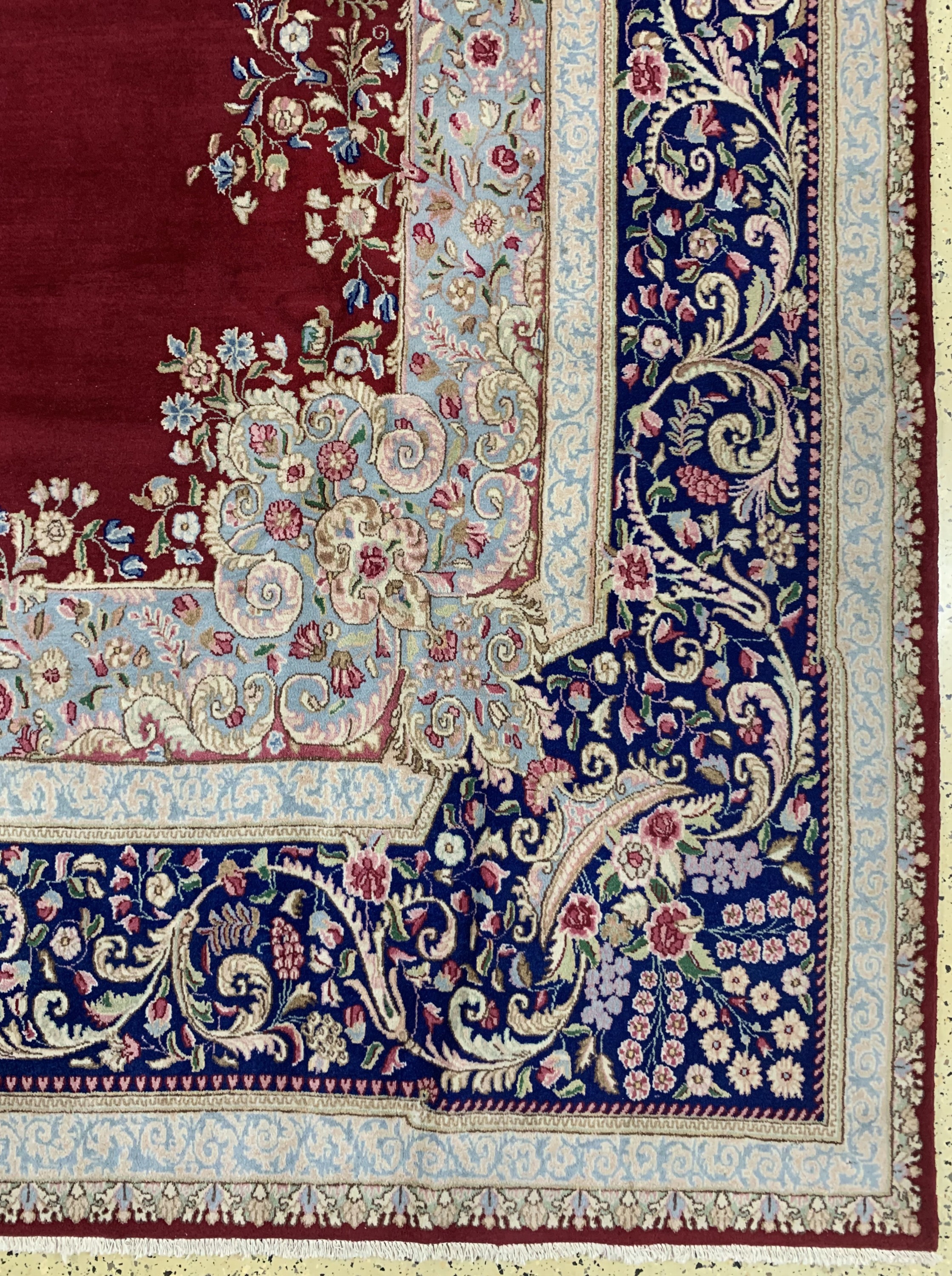Detail a: Kerman fein signiert, Persien, Mitte 20.Jhd, Wolle auf Baumwolle, ca. 442 x 300 cm,EHZ: 1-2