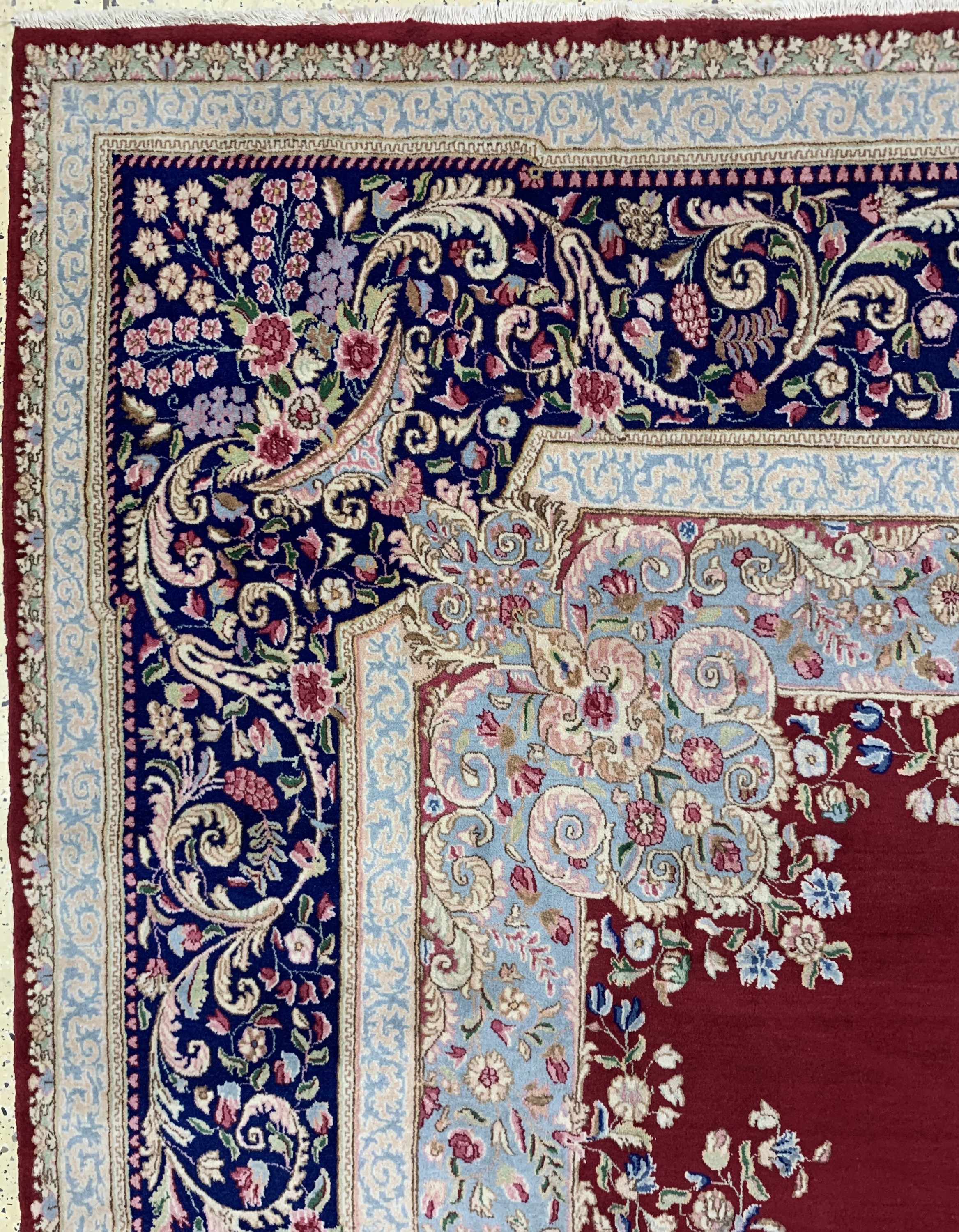 Detail d: Kerman fein signiert, Persien, Mitte 20.Jhd, Wolle auf Baumwolle, ca. 442 x 300 cm,EHZ: 1-2