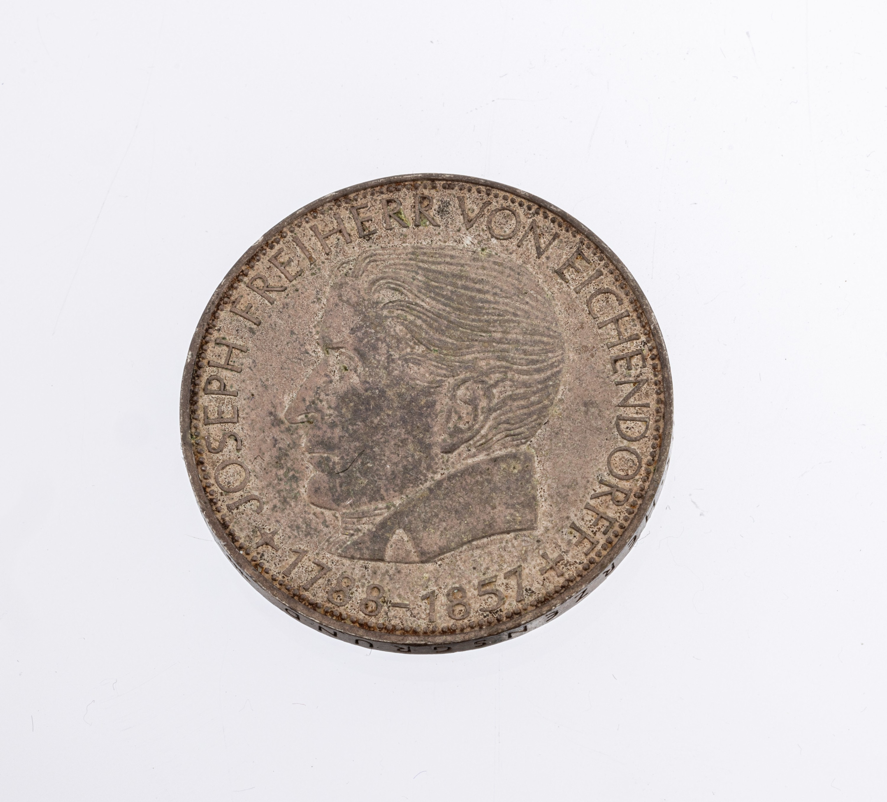 Silbermünze 5 Mark, Deutschland 1957, Joseph Freiherr von Eichendorff