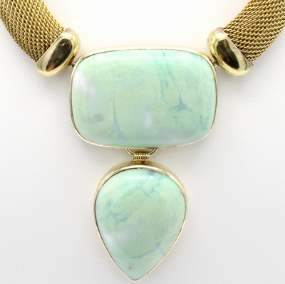26868801a - Collier mit Lemonchrysoprasen, 925er Silber, z.T. goldplatt., Wechselschließe, L. ...