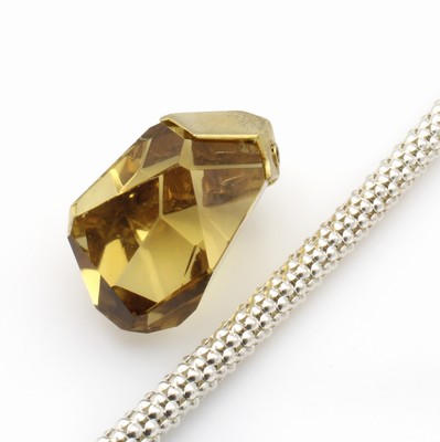 26868877a - Kette mit Citrin, 925er Silber versilbert im Himbeermuster, teilweise goldplatt., fac. ...