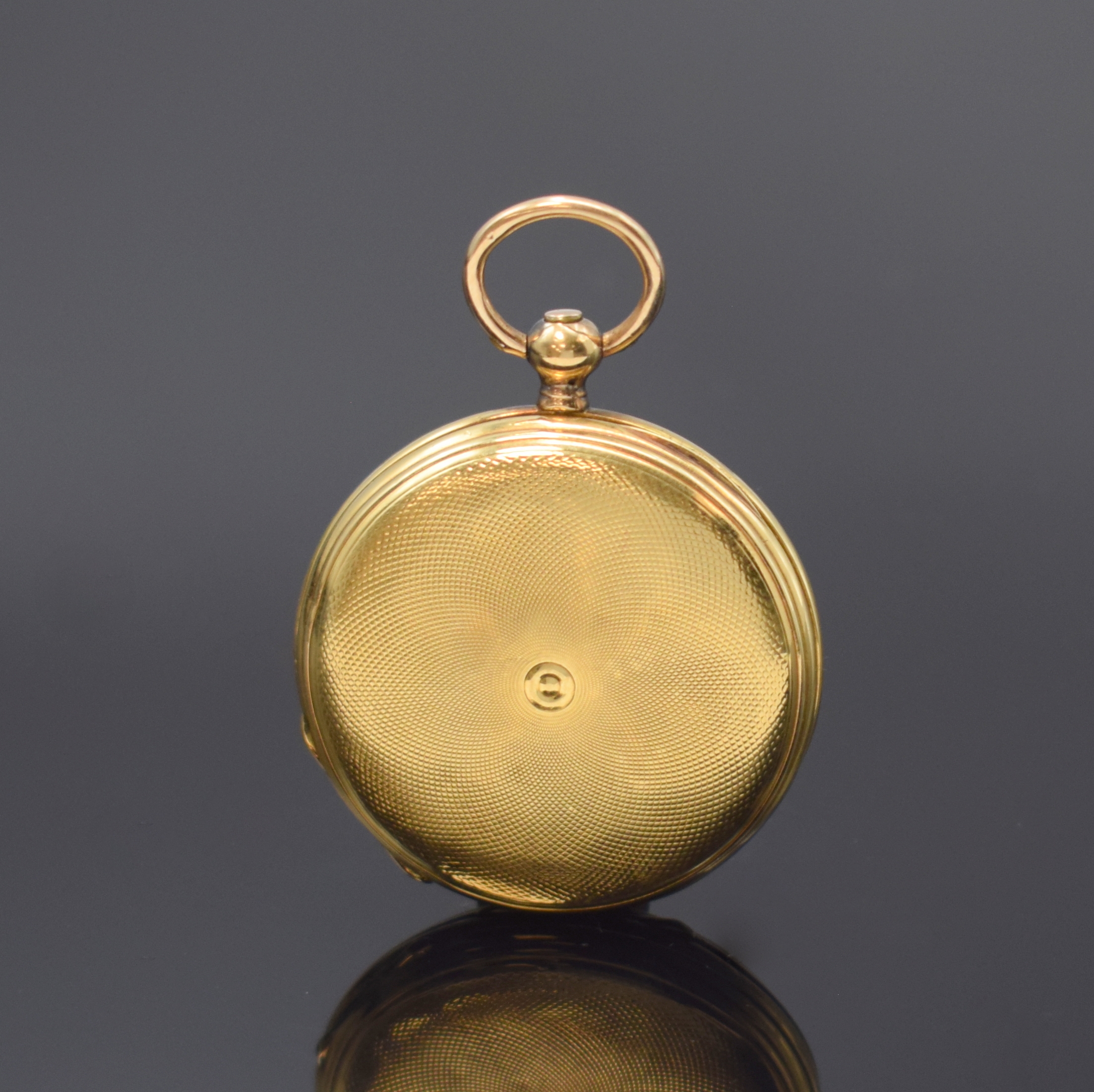 Detail c: Feine Genfer Savonette Zylinder- Damentaschenuhr in GG 750/000, Schweiz um 1850, guill. 3-Deckel Goldgeh. dell., z. T. guill. Goldcuvette, ...