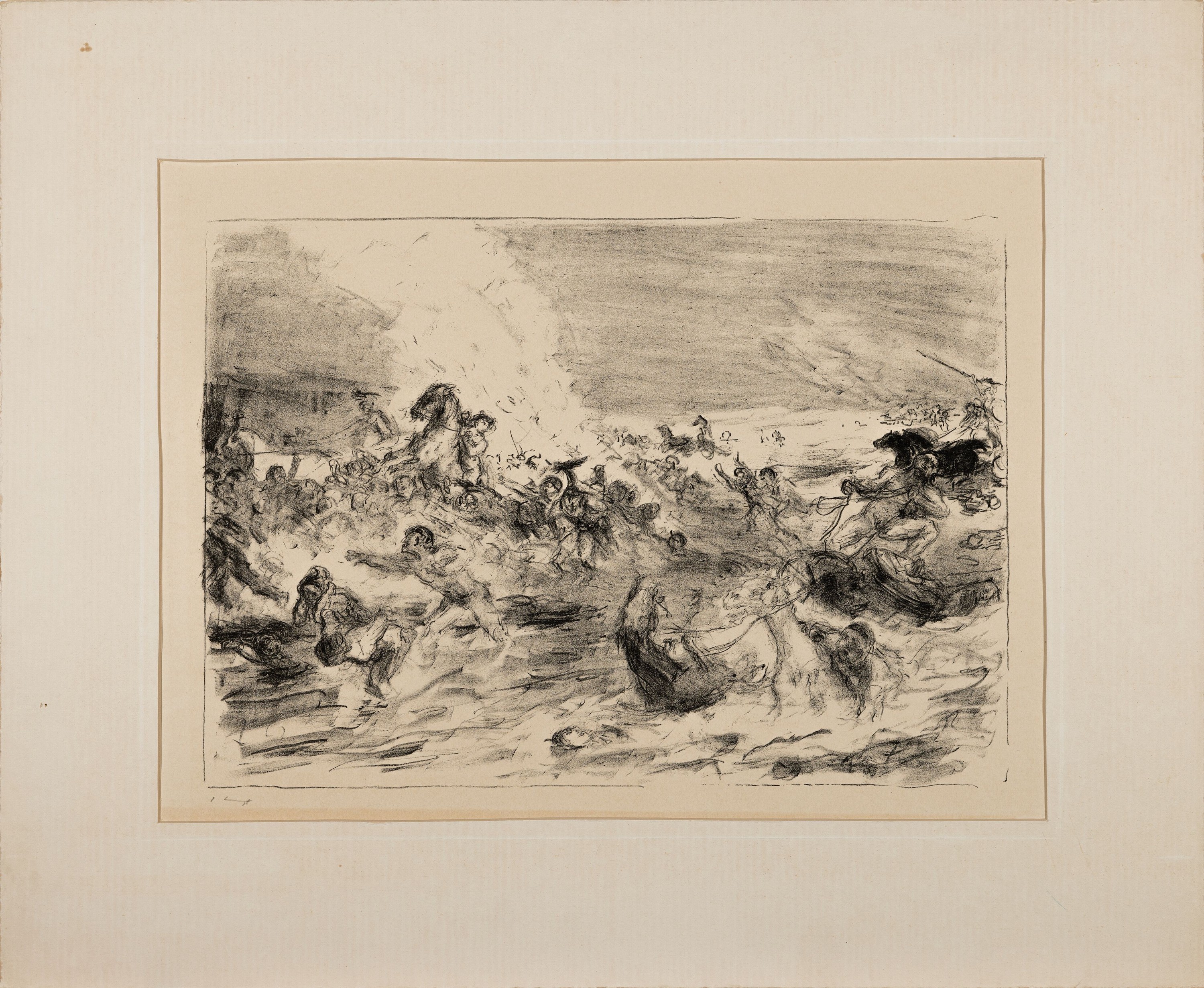 Detail k: Max Slevogt, 1868 Landshut-1932 Neukastel, 3 Lithographien und ein Holzschnitt: drei Kampfszenen aus Achill, je ca. 27x38cm, Holzschnitt aus: Die ...