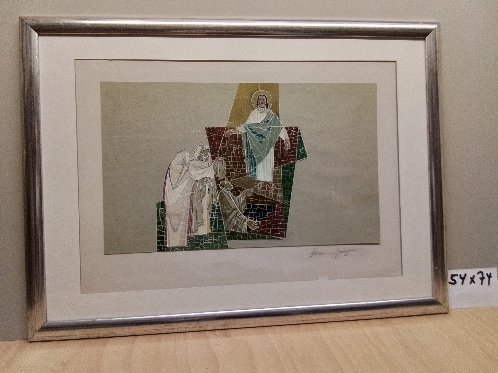 Detail c: Hermann Jürgens, 1914 Heidelberg-1967 Homburg/Saar, Franz von Assisi und die Vögel, orig. Künstlerentwurf der Außenfassade des Kreiskrankenhauses ...