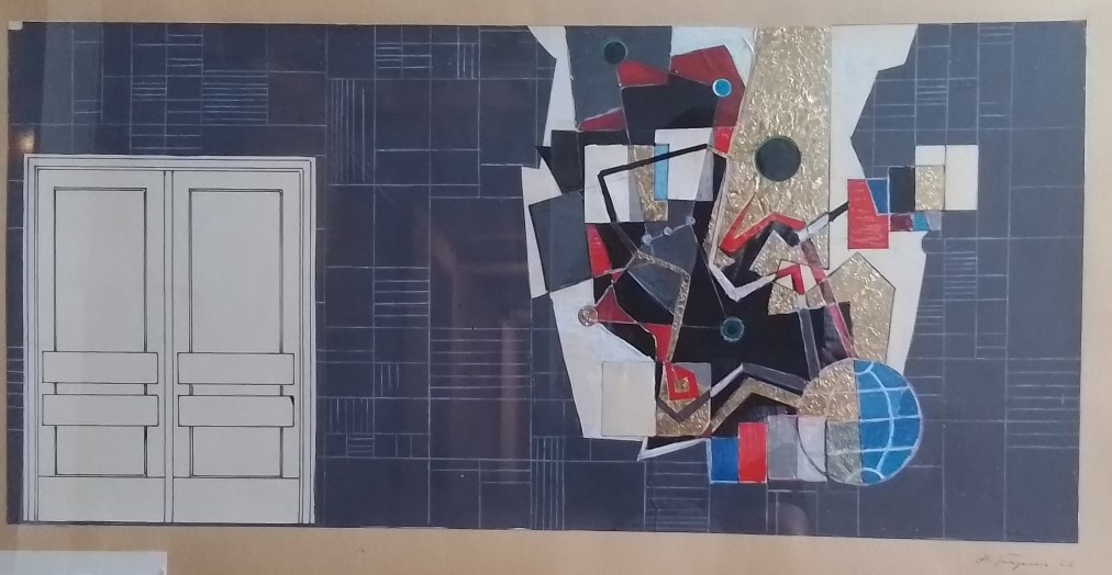 Detail a: Hermann Jürgens, 1914 Heidelberg-1967 Homburg/Saar, orig. Künstlerentwurf der Realschule Edenkoben Wandgestaltung Pausenhalle Ostseite, ...