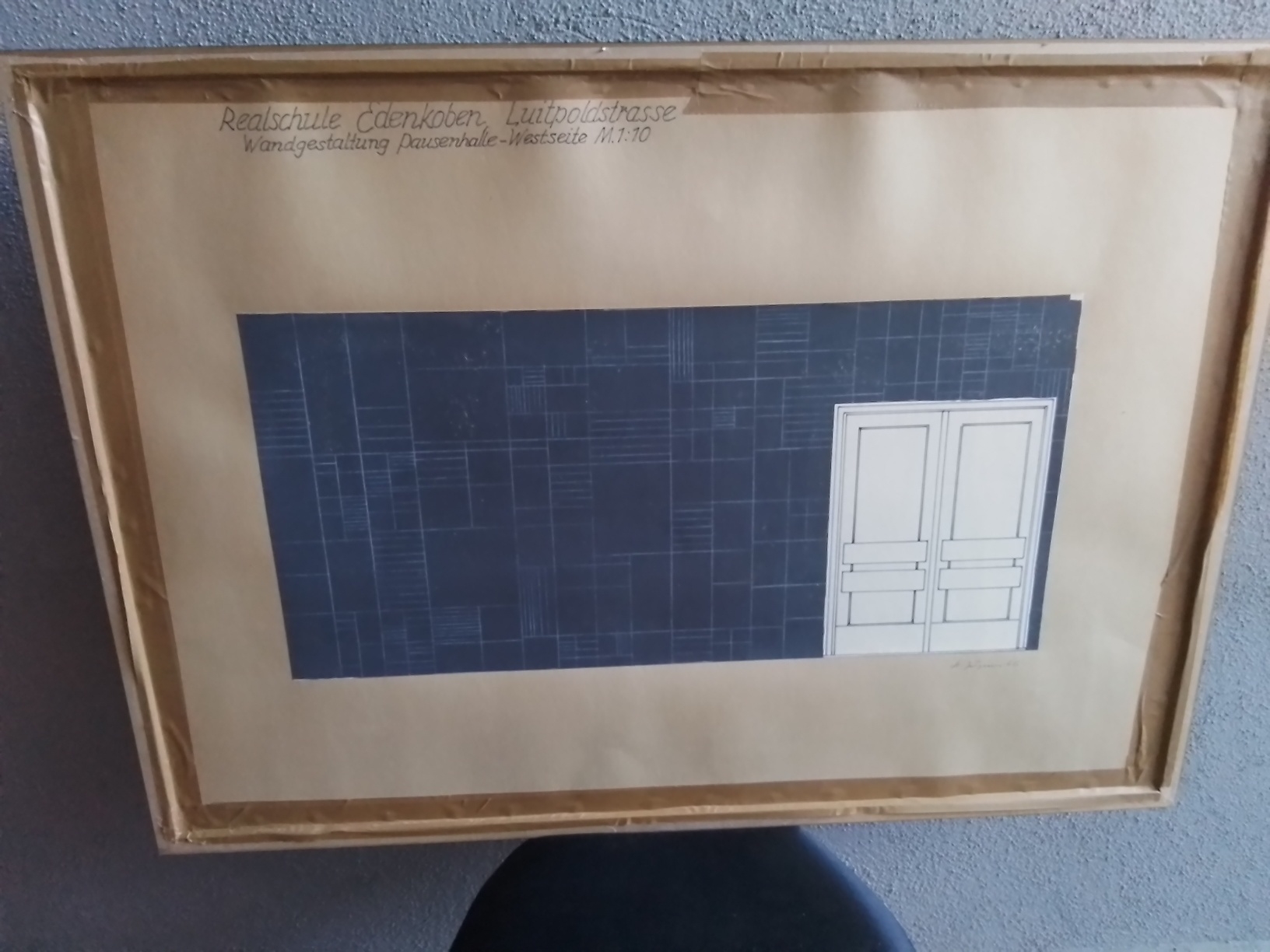 Detail d: Hermann Jürgens, 1914 Heidelberg-1967 Homburg/Saar, orig. Künstlerentwurf der Realschule Edenkoben Wandgestaltung Pausenhalle Ostseite, ...