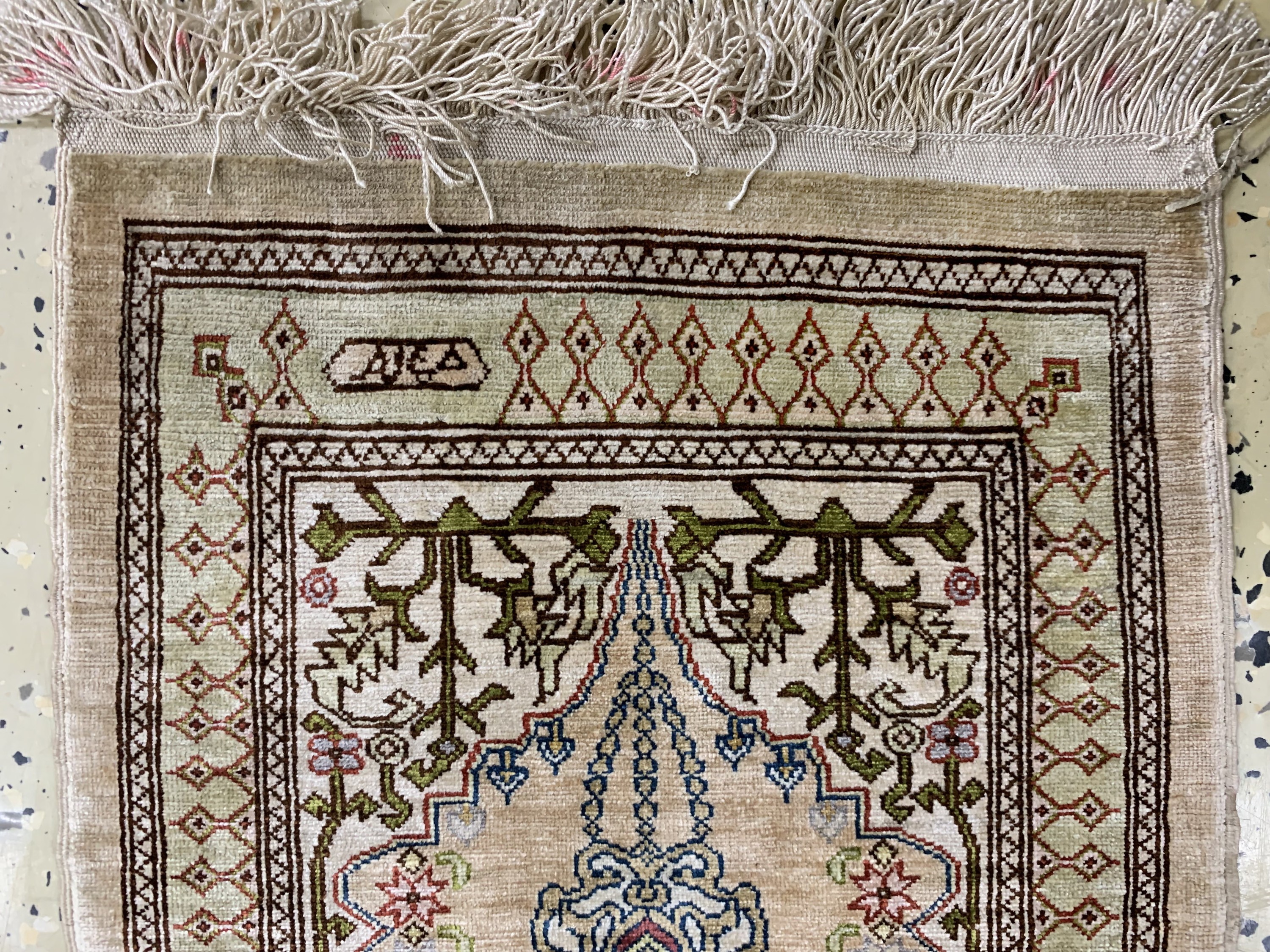 Detail a: Hereke Seide signiert, Türkei, Ende 20.Jhd,reine Naturseide, ca. 39 x 31 cm, EHZ: 1-2