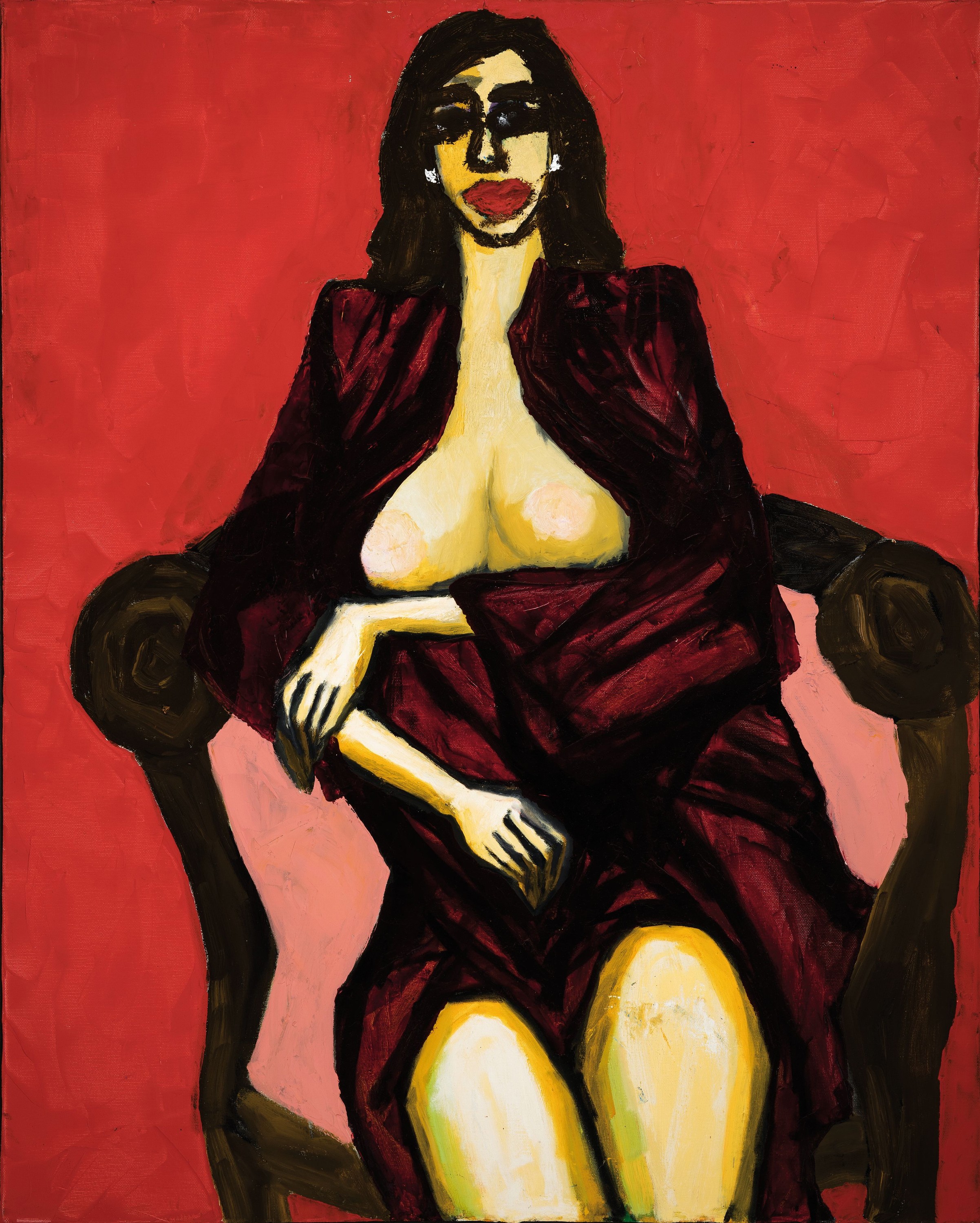 Detail k: Gernot Kissel, 1939 Worms-2008, Sitzender Akt auf Sessel, Öl/Lwd, unsig., aus dem Nachlass des Künstlers stammend, ca. 100x80cm