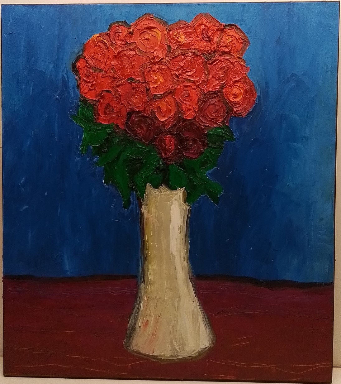 Gernot Kissel, 1939 Worms-2008, Rosenstrauß,Öl/Lwd, unsig., aus dem Nachlass des Künstlersstammend, ca. 70x62cm