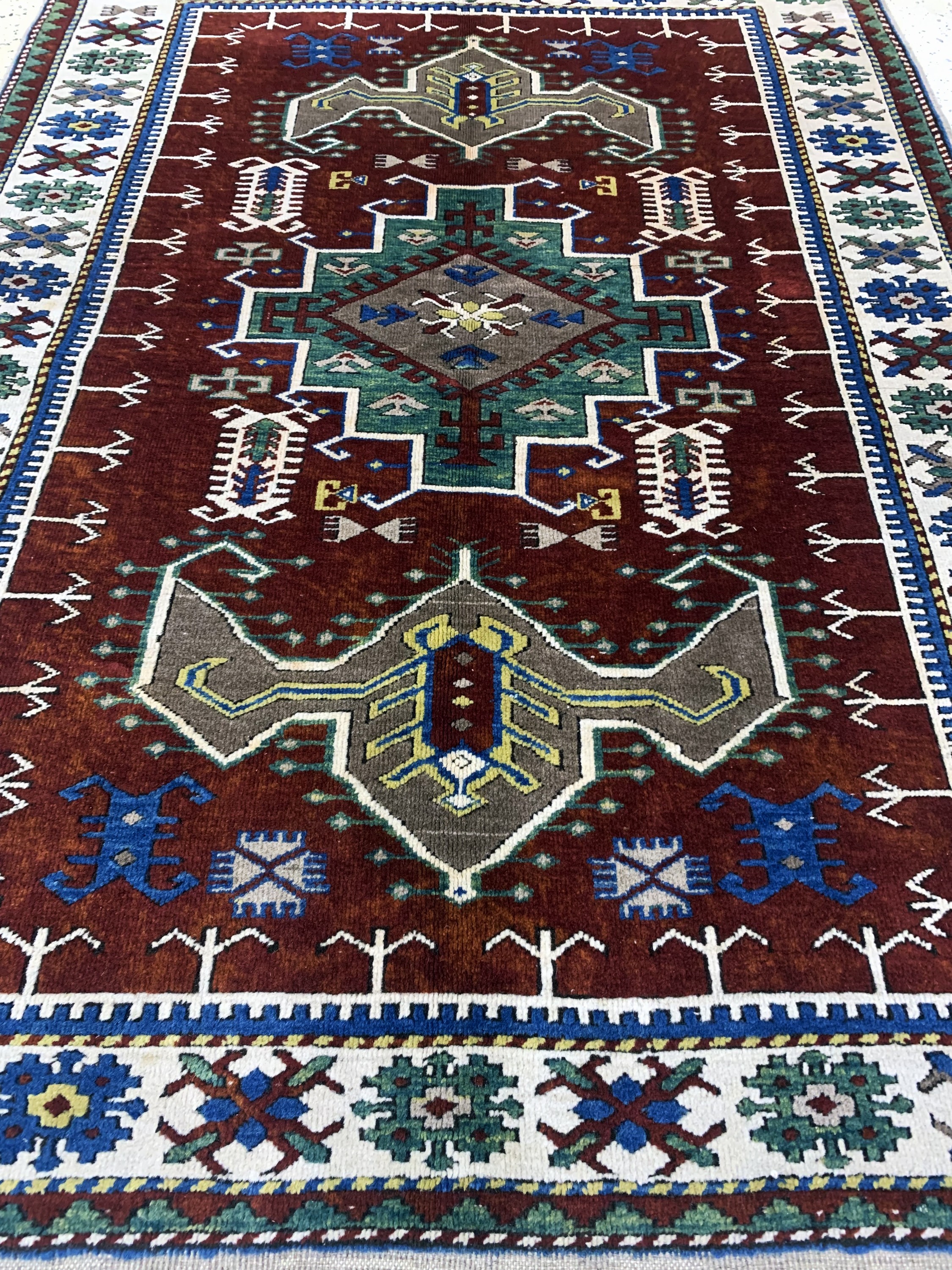 Detail d: Kars Kazak, Türkei, Mitte 20.Jhd, Wolle aufWolle, ca. 180 x 135 cm, EHZ: 2