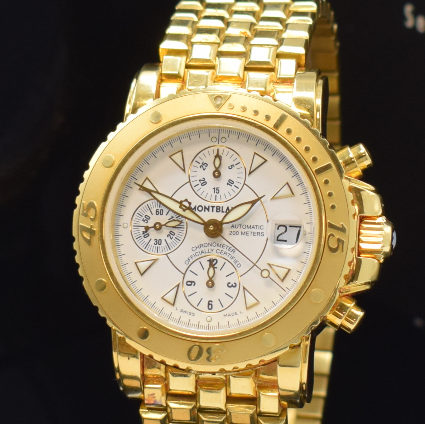 Detail a: MONTBLANC seltener und sehr luxuriöser XXL Sport Chronograph in GG 750/000 Referenz 7053, Automatik, massives Goldgeh., Boden und Krone verschr., ...