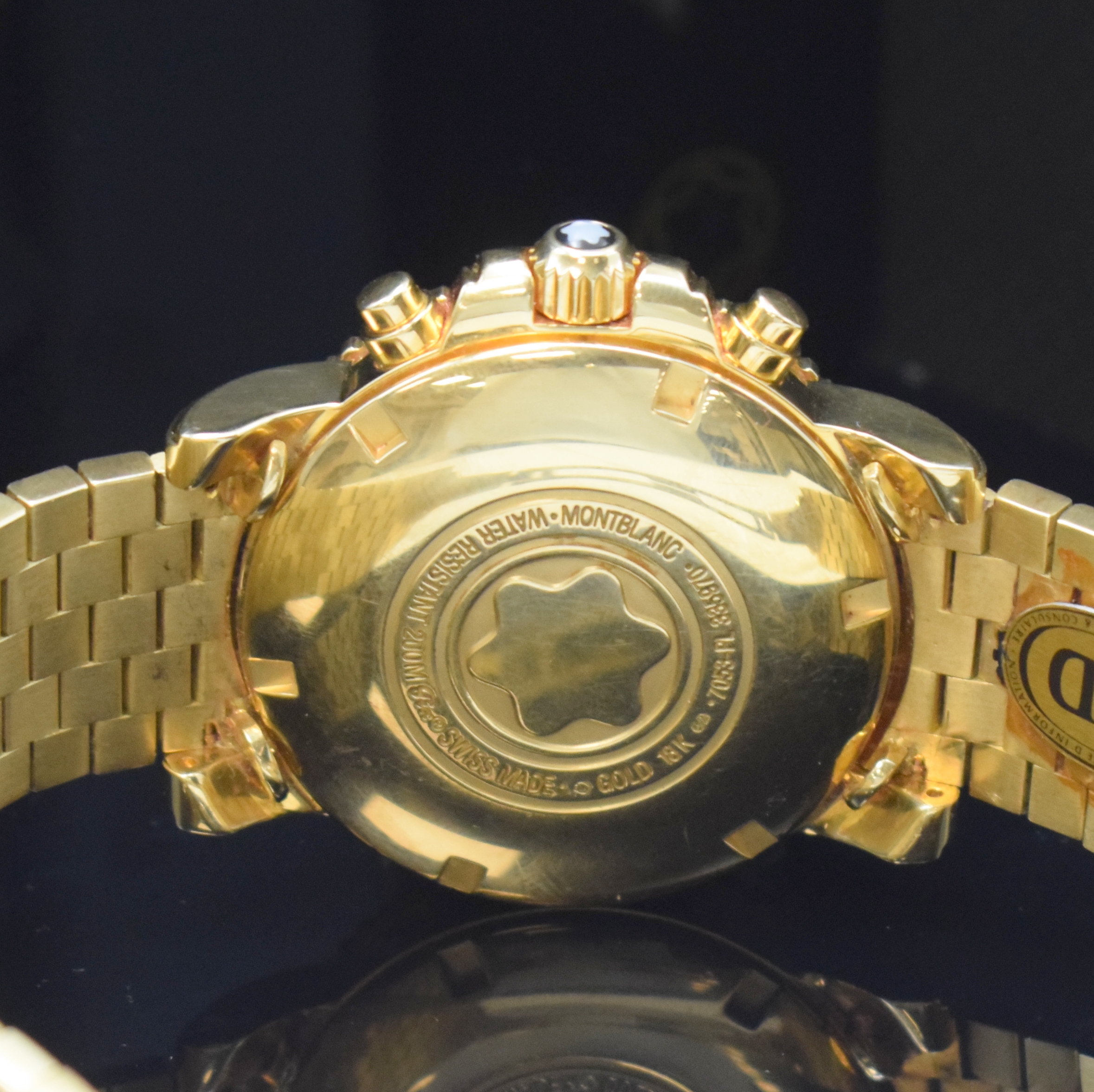 Detail f: MONTBLANC seltener und sehr luxuriöser XXL Sport Chronograph in GG 750/000 Referenz 7053, Automatik, massives Goldgeh., Boden und Krone verschr., ...