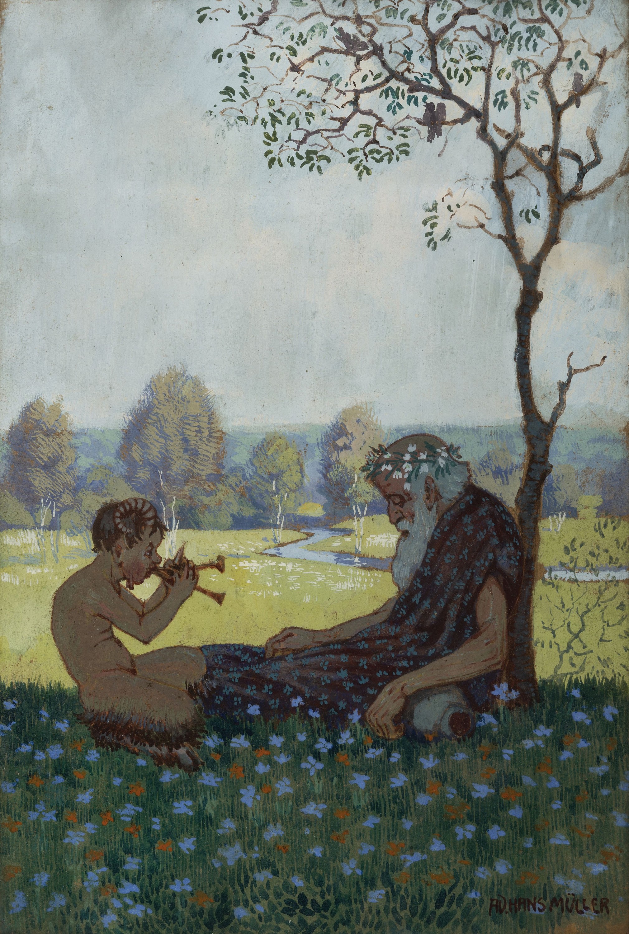 Hans Adolf Müller, 1888-1934, Ein Frühlingslied, Pastell auf Papier, rechts unten sign. Ad. Hans Müller, rückseitig: Copie von Hans ...