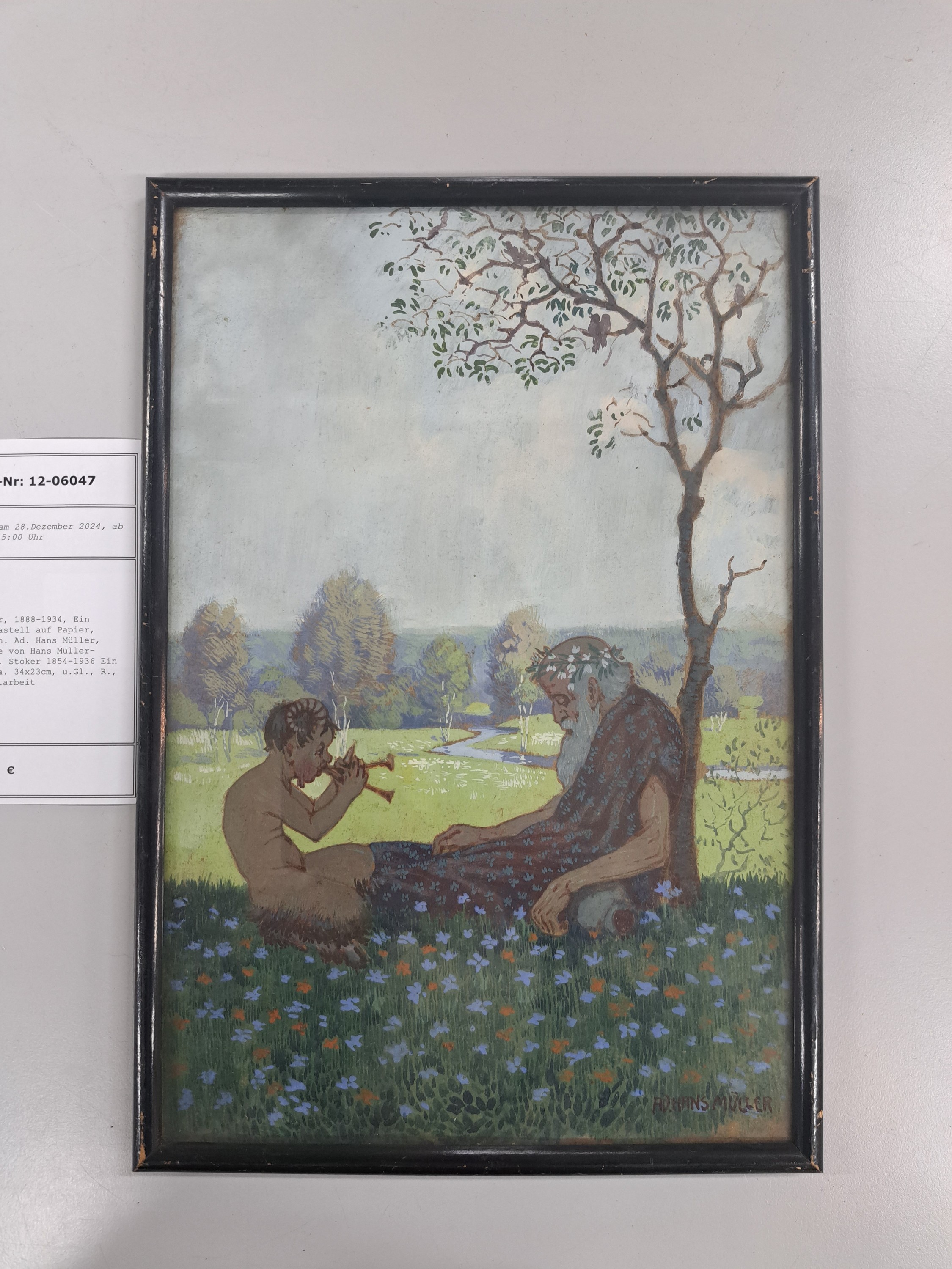 Detail a: Hans Adolf Müller, 1888-1934, Ein Frühlingslied, Pastell auf Papier, rechts unten sign. Ad. Hans Müller, rückseitig: Copie von Hans ...