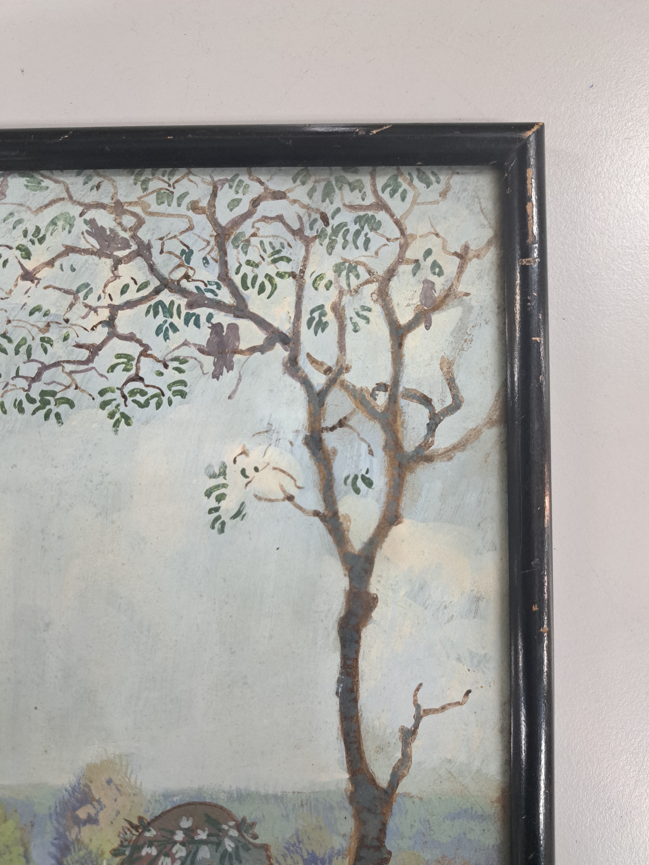 Detail d: Hans Adolf Müller, 1888-1934, Ein Frühlingslied, Pastell auf Papier, rechts unten sign. Ad. Hans Müller, rückseitig: Copie von Hans ...