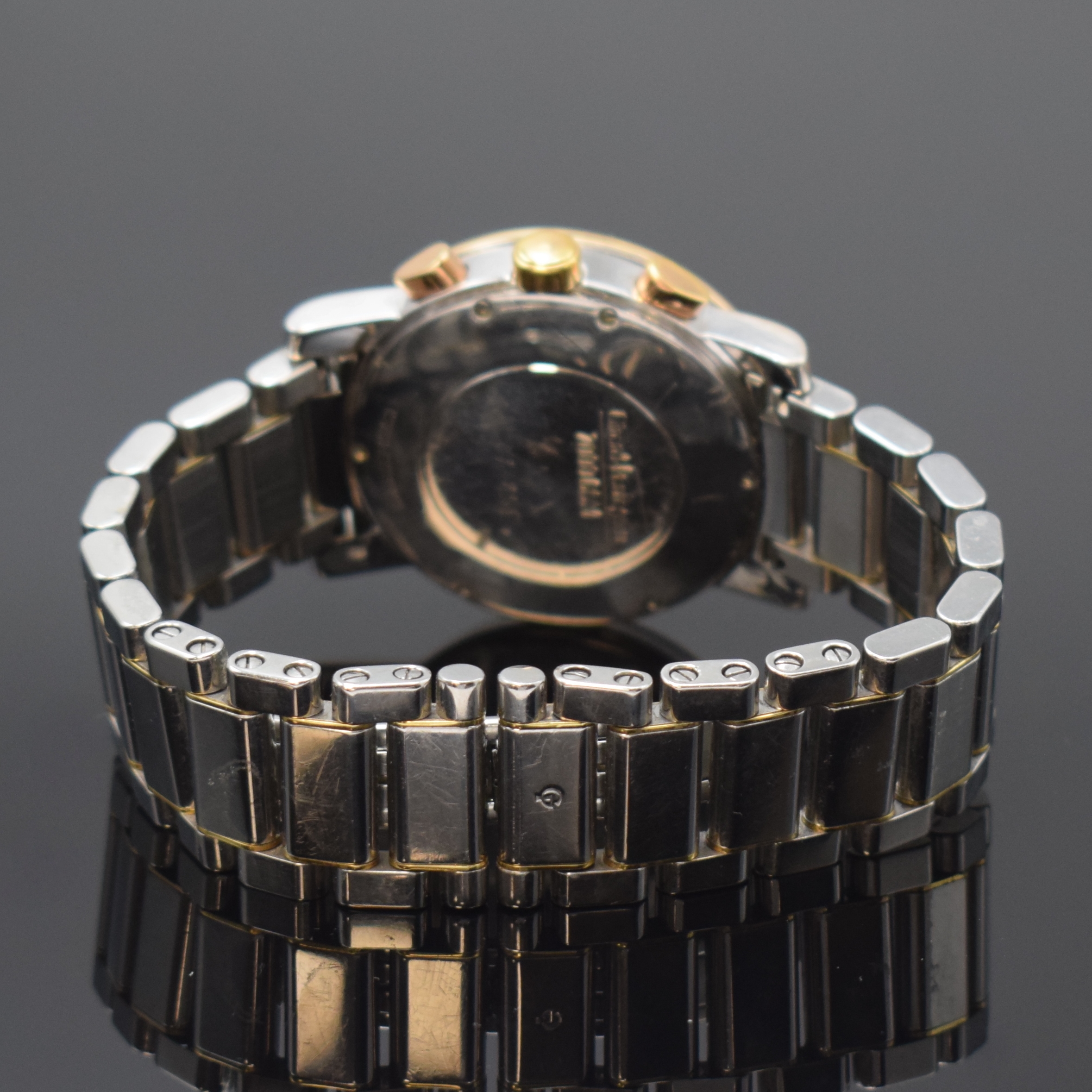 Detail b: GIRARD PERREGAUX seltener Armbandchronograph in Silber Referenz 7000, Schweiz um 1995, Automatik, massives Gehäuse in 925/000 Silber und Gold komb. ...