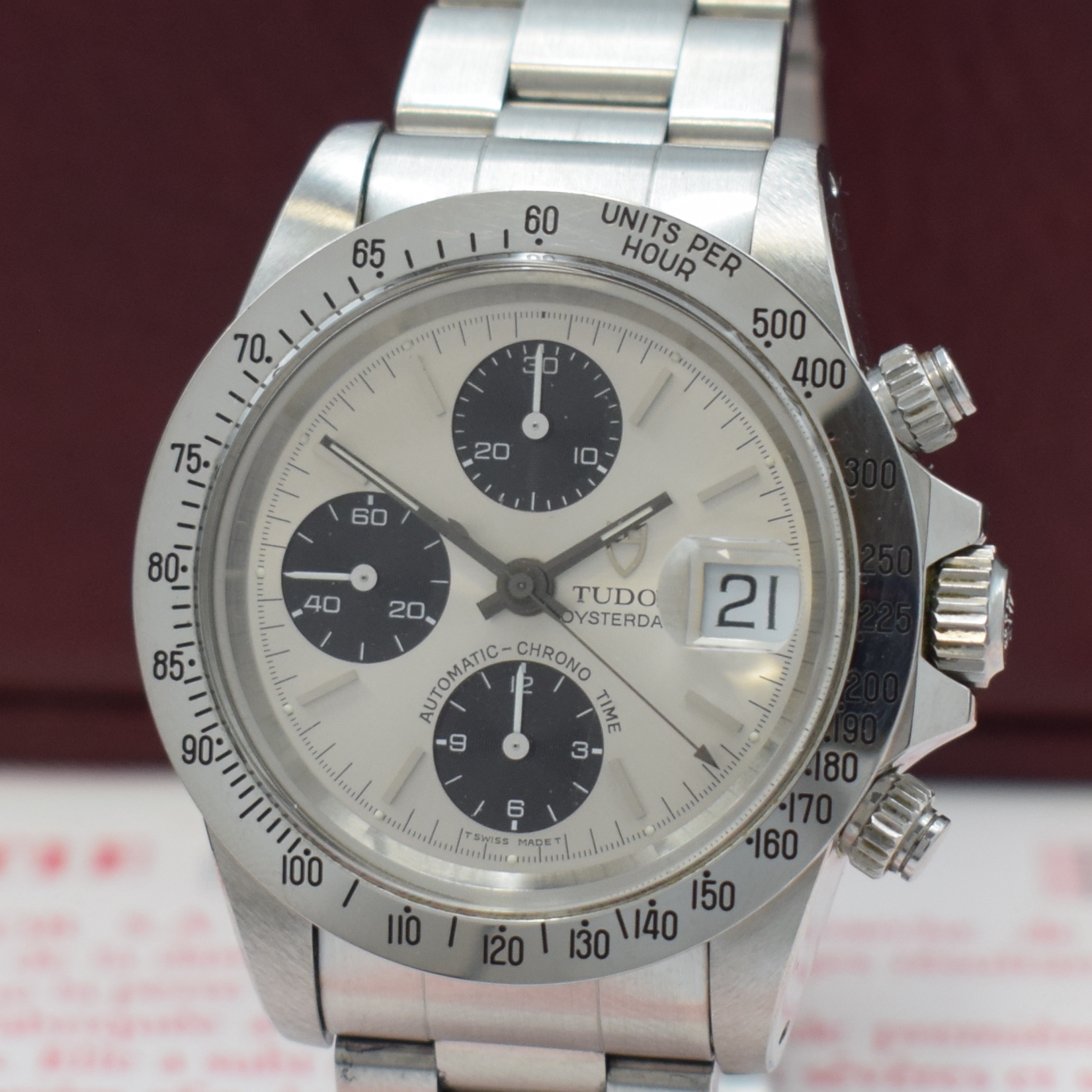 Detail a: TUDOR Armbandchronograph Oysterdate "Big Block" Referenz 79180, Schweiz verk. lt. beil. Pap. 07/1993, Automatik, LC 023, original Rolex ...
