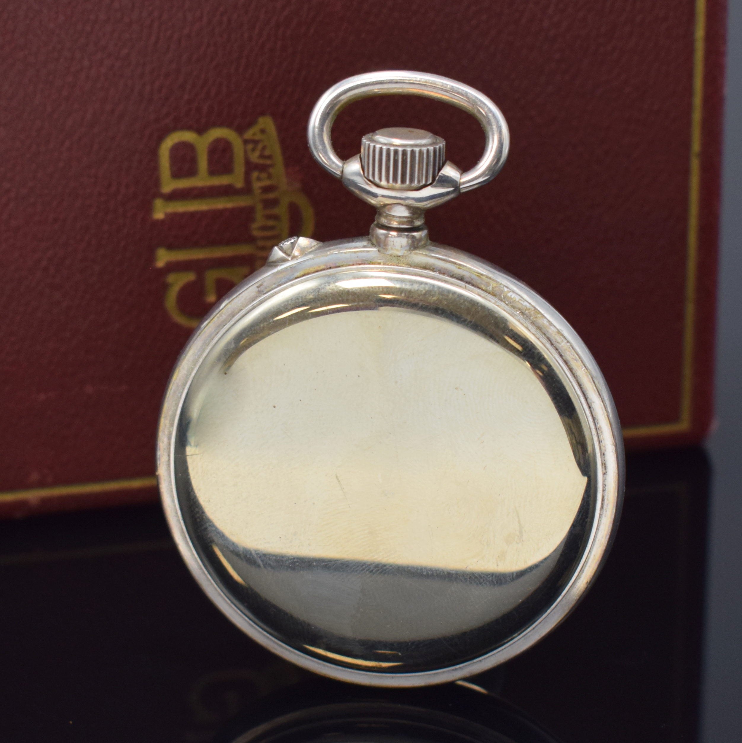 Detail b: GUB GLASHÜTTE/SA Beobachtungstaschenuhr in 900er Silber mit Auf- und Ab-Anzeige, Deutschland, Werk um 1945, Werk- und Geh.-Nr. 208248, vers. ...