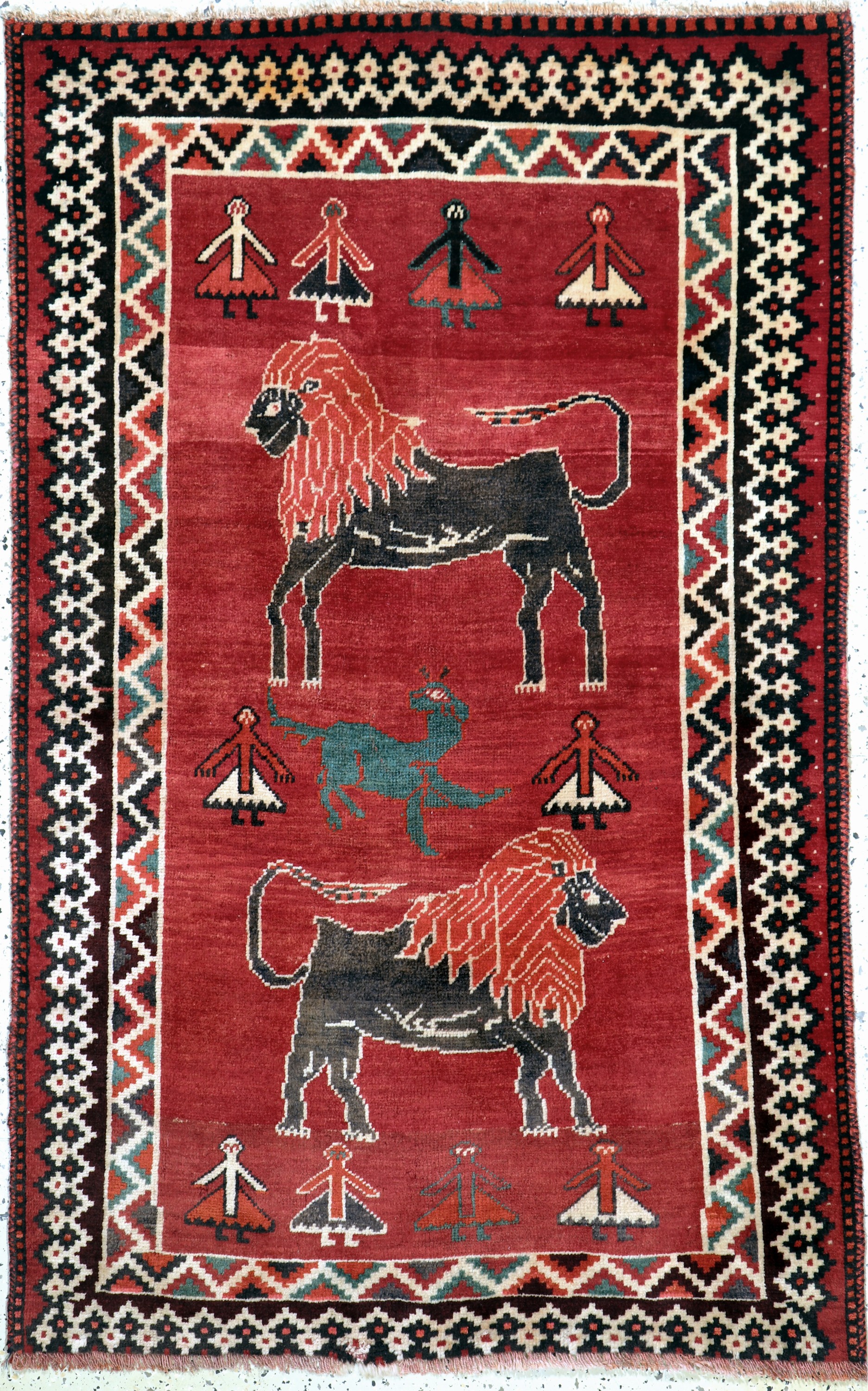 Gabbeh alt, Persien, Mitte 20.Jhd, Wolle auf Wolle, ca. 180 x 114 cm, EHZ: 2-3