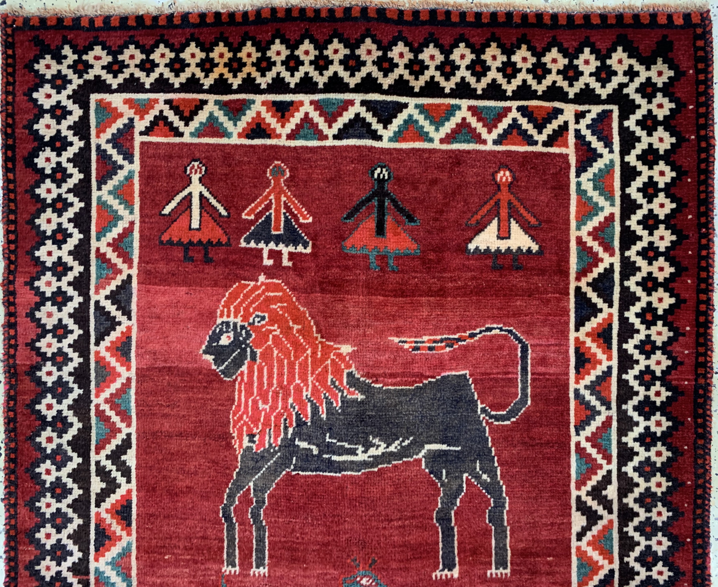 Detail a: Gabbeh alt, Persien, Mitte 20.Jhd, Wolle auf Wolle, ca. 180 x 114 cm, EHZ: 2-3