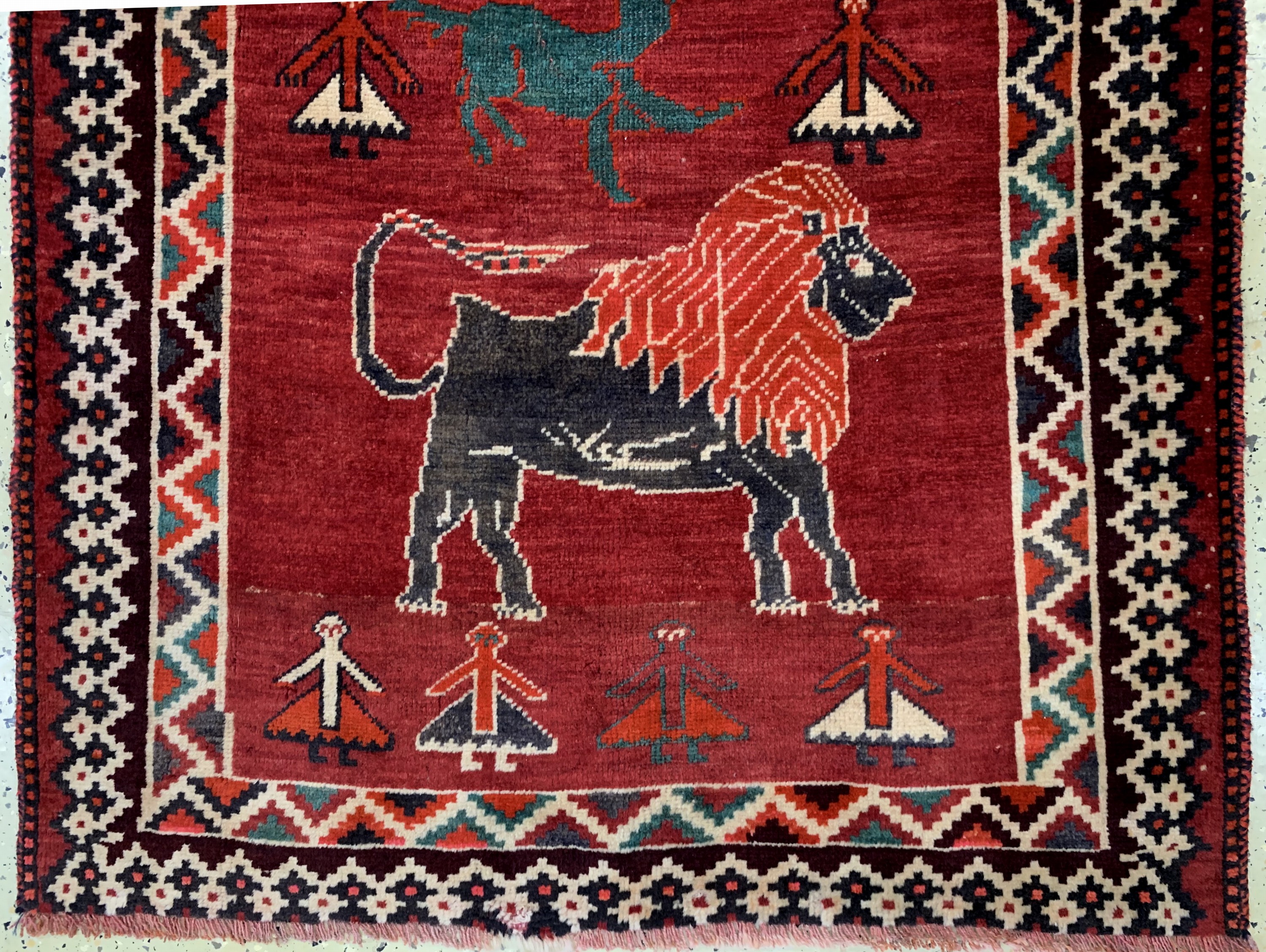 Detail b: Gabbeh alt, Persien, Mitte 20.Jhd, Wolle auf Wolle, ca. 180 x 114 cm, EHZ: 2-3