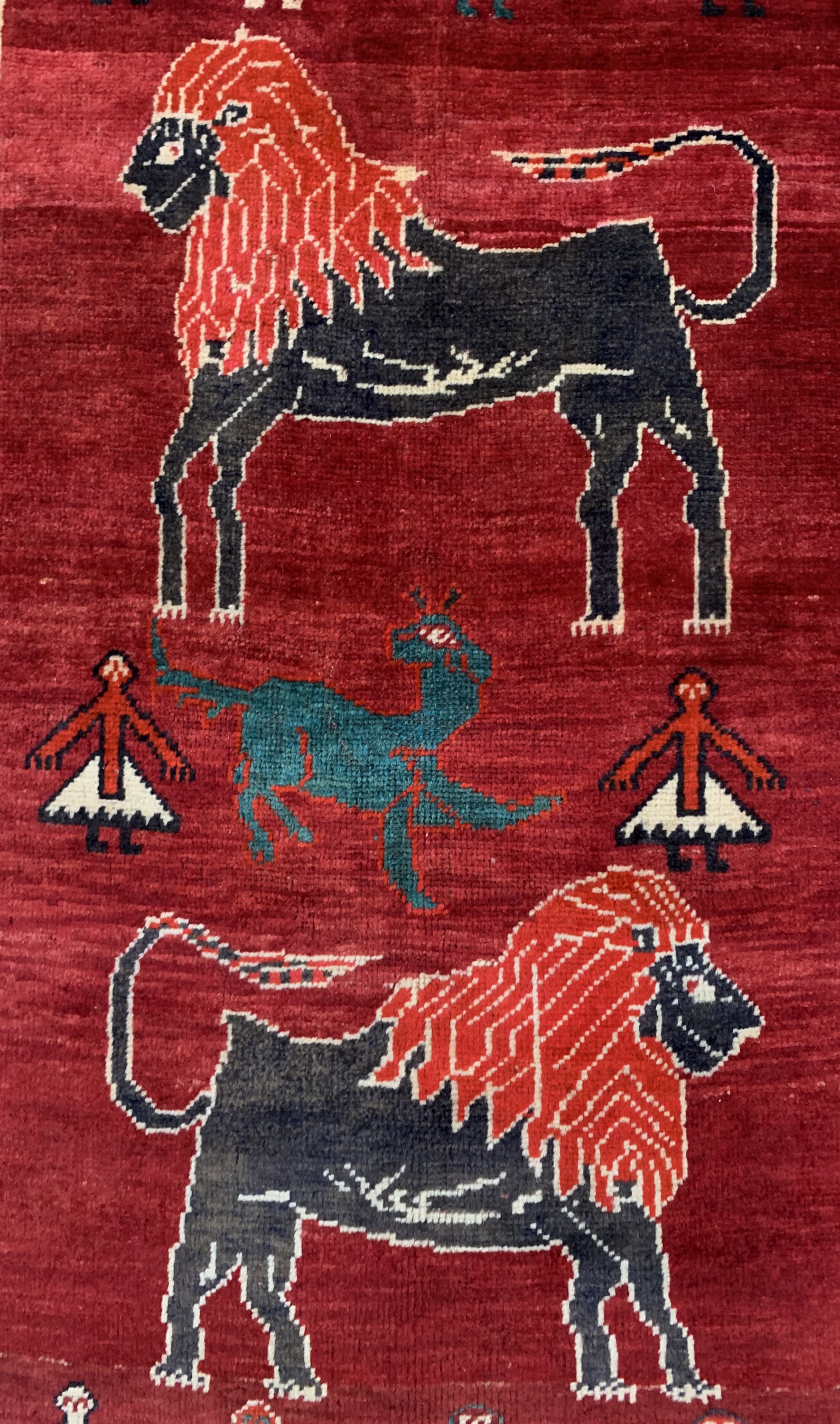 Detail c: Gabbeh alt, Persien, Mitte 20.Jhd, Wolle auf Wolle, ca. 180 x 114 cm, EHZ: 2-3