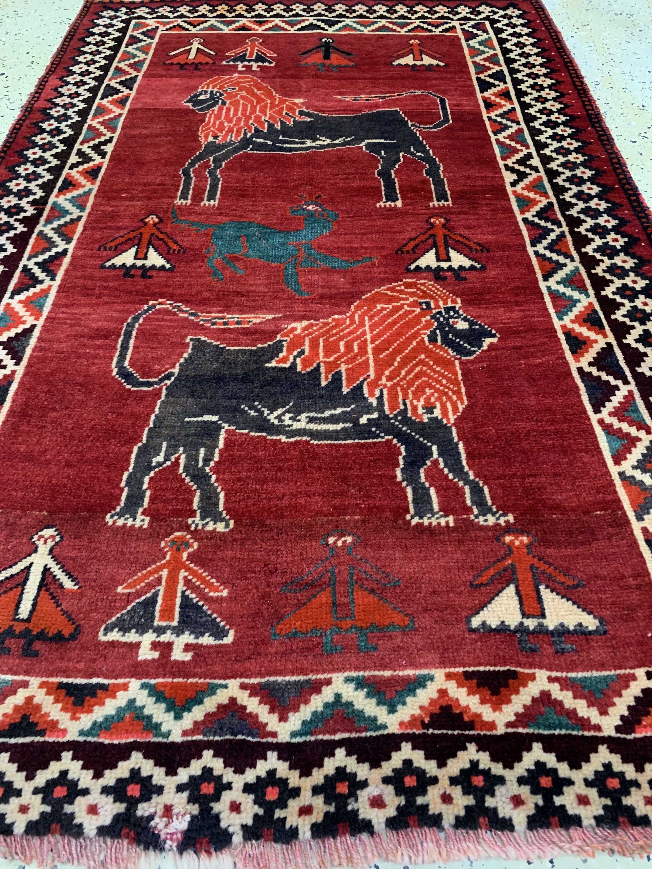 Detail d: Gabbeh alt, Persien, Mitte 20.Jhd, Wolle auf Wolle, ca. 180 x 114 cm, EHZ: 2-3