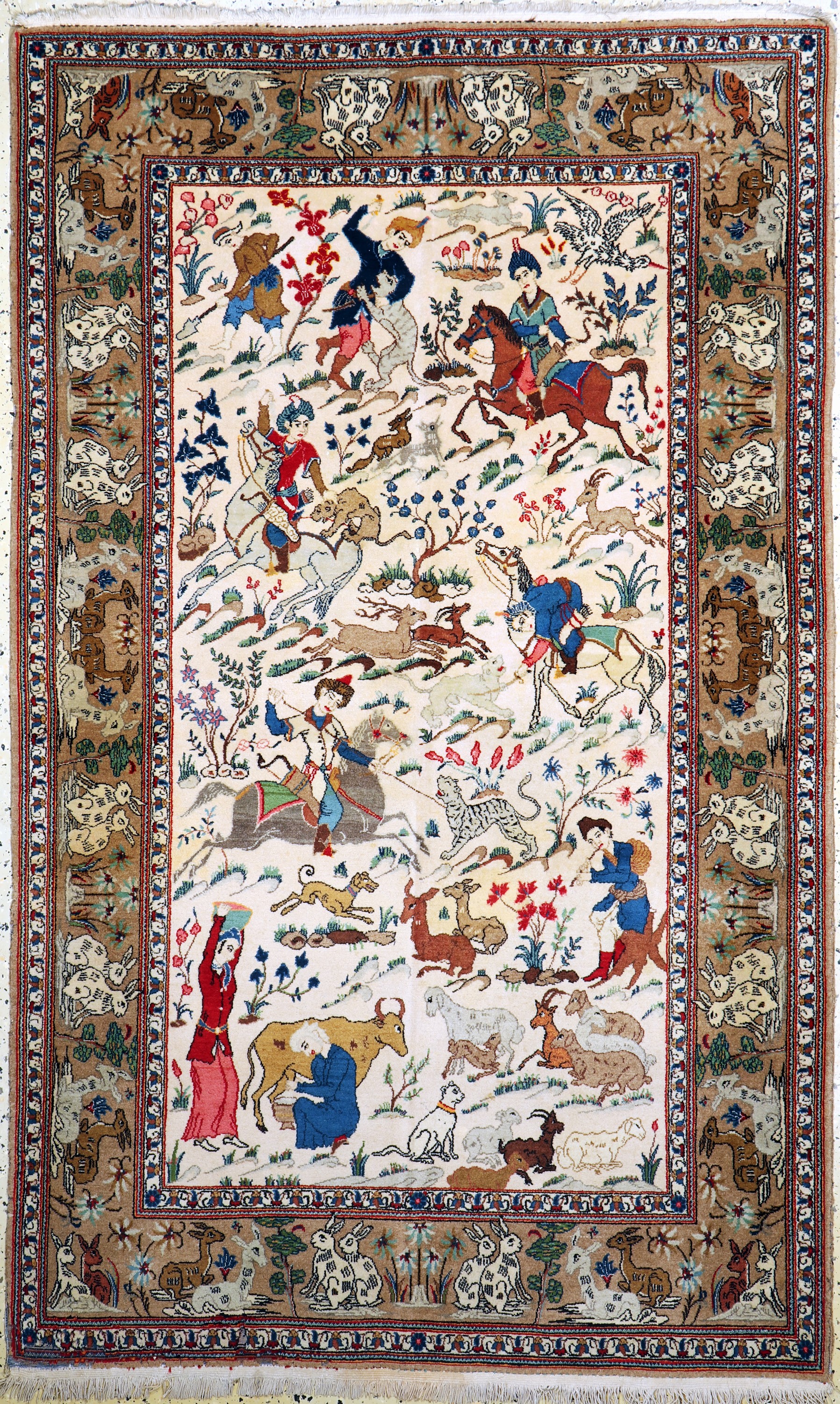 Keschan alt, Persien, Anfang 20.Jhd, Wolle auf Baumwolle, ca. 212 x 132 cm, Mottenfraß, EHZ: 2