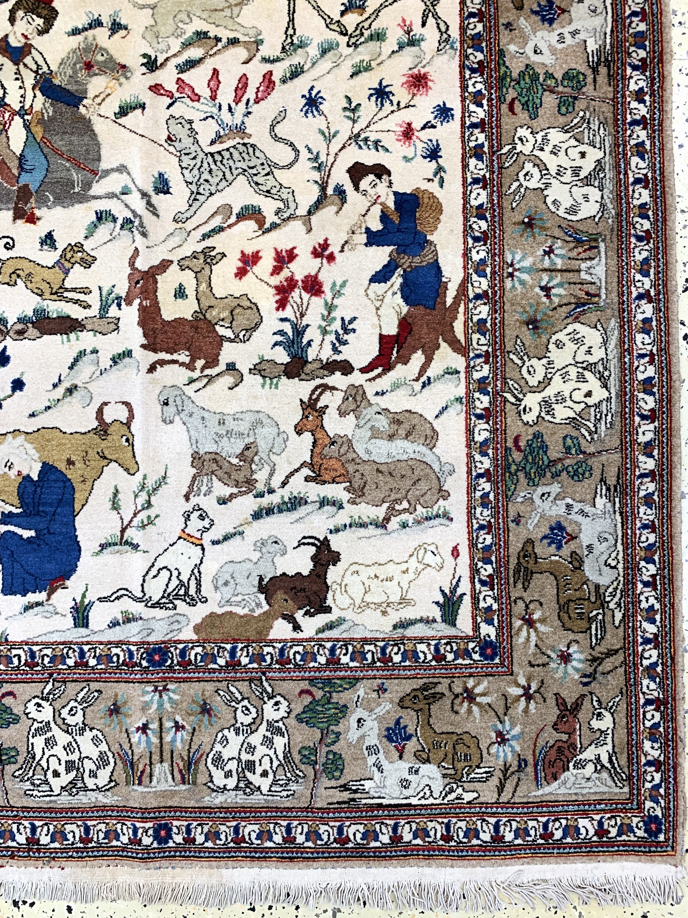 Detail a: Keschan alt, Persien, Anfang 20.Jhd, Wolle auf Baumwolle, ca. 212 x 132 cm, Mottenfraß, EHZ: 2