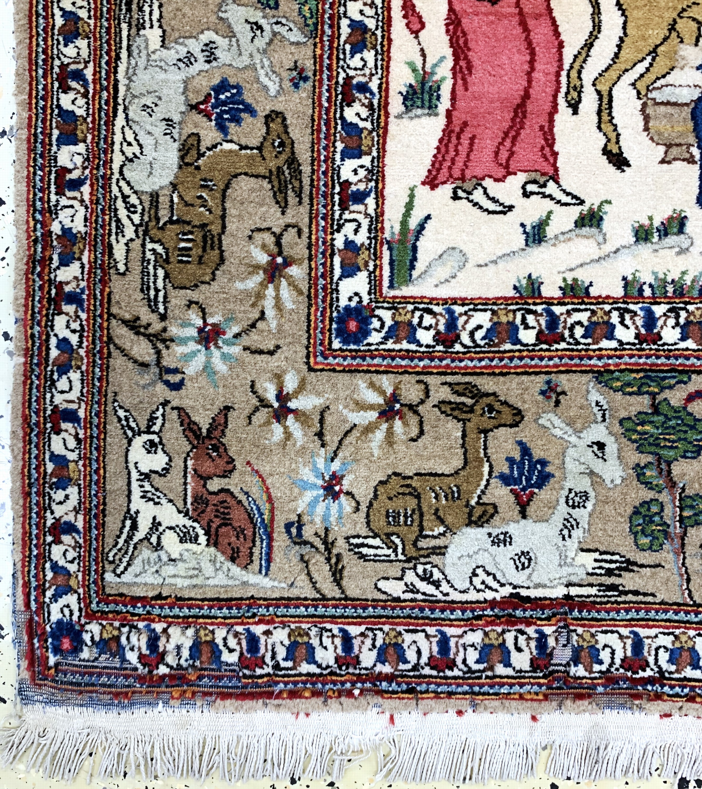 Detail c: Keschan alt, Persien, Anfang 20.Jhd, Wolle auf Baumwolle, ca. 212 x 132 cm, Mottenfraß, EHZ: 2