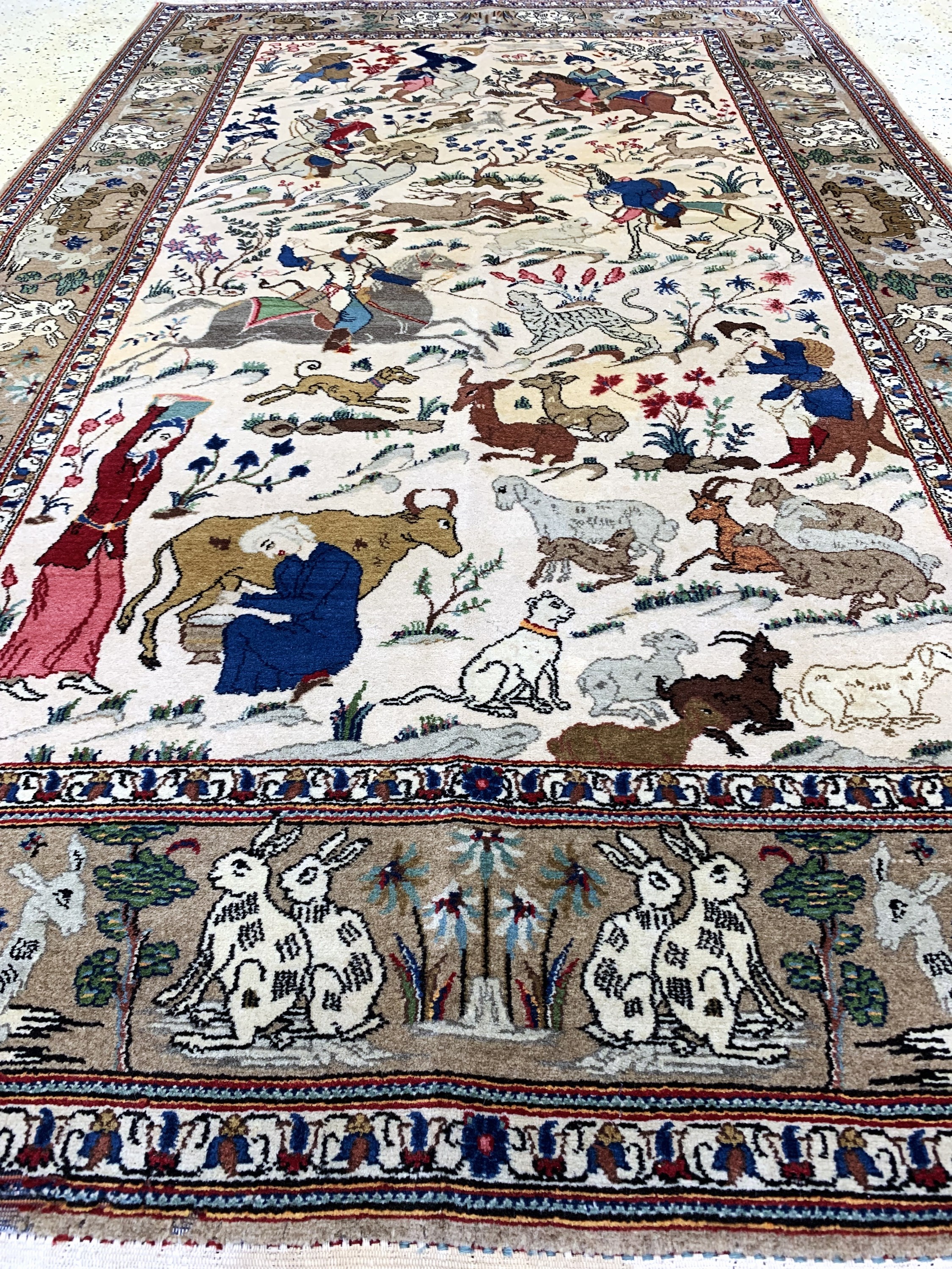 Detail f: Keschan alt, Persien, Anfang 20.Jhd, Wolle auf Baumwolle, ca. 212 x 132 cm, Mottenfraß, EHZ: 2