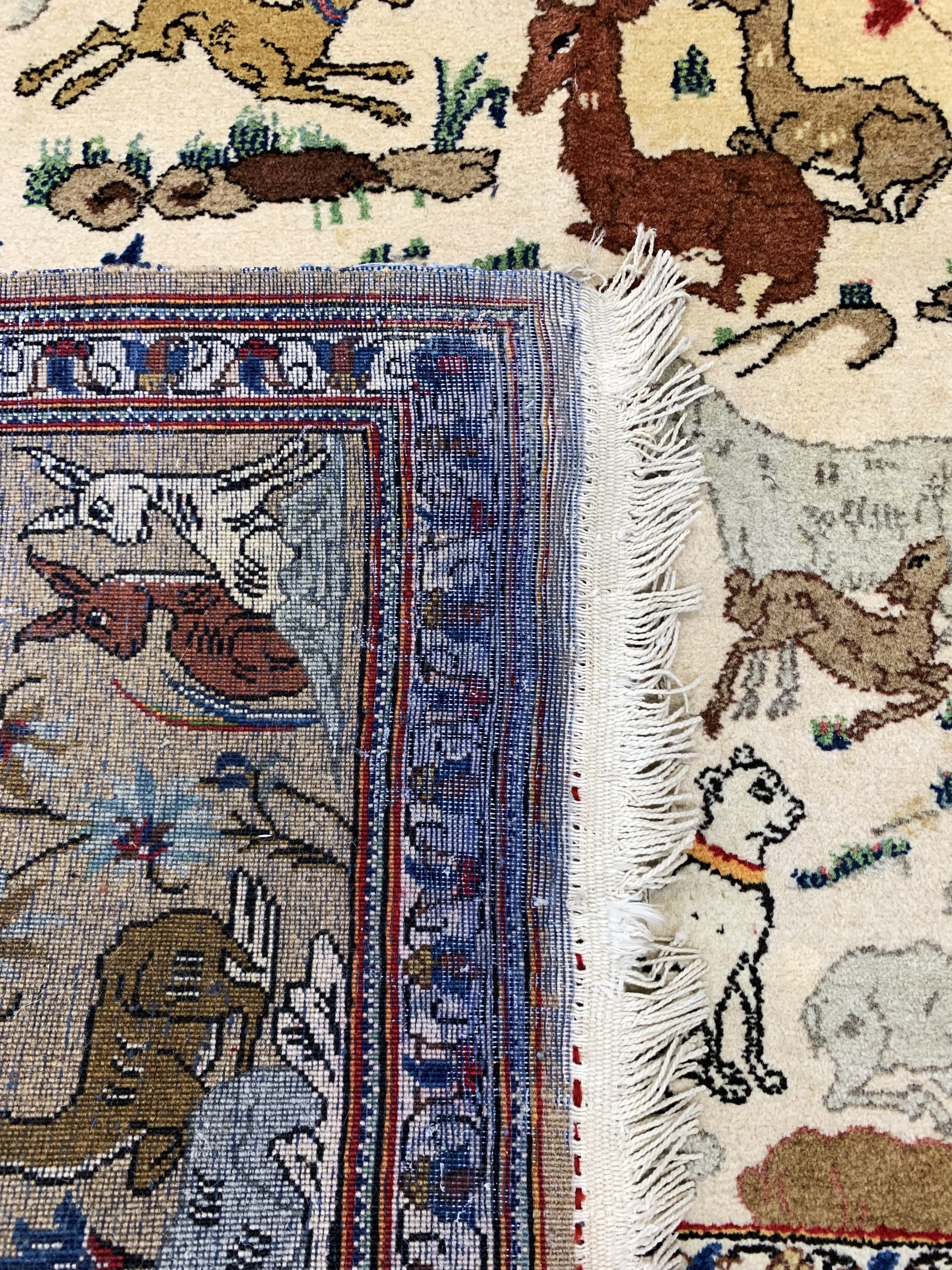 Detail g: Keschan alt, Persien, Anfang 20.Jhd, Wolle auf Baumwolle, ca. 212 x 132 cm, Mottenfraß, EHZ: 2