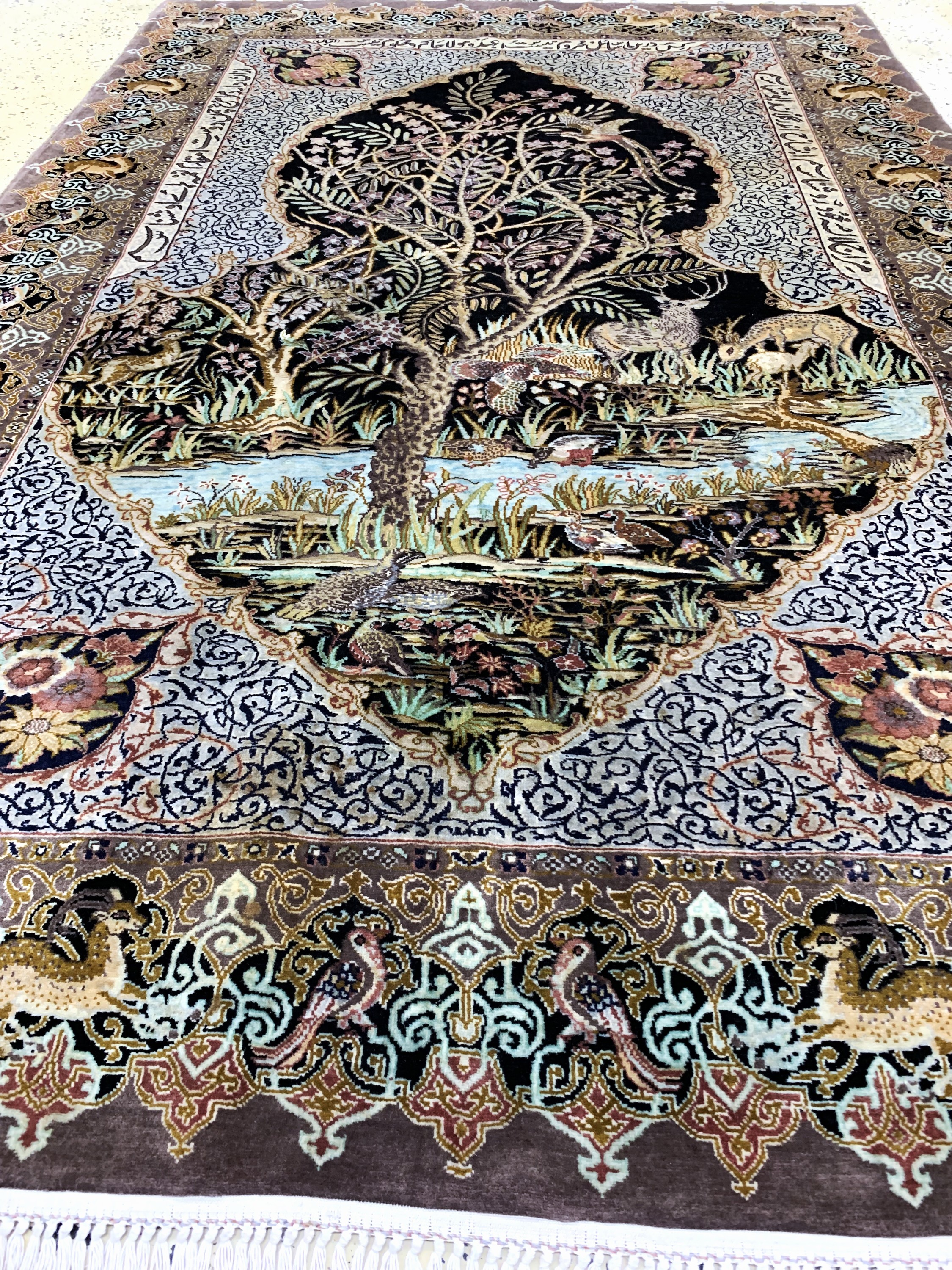 Detail d: Lahor Kork fein, Pakistan, Mitte 20.Jhd, Wolle auf Baumwolle, ca. 212 x 140 cm, EHZ: 2