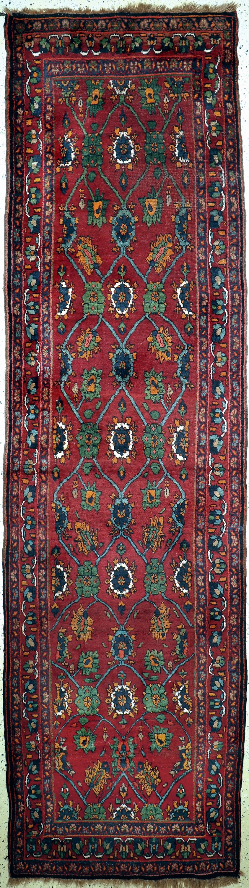 Kordi"Dorfteppich"antik, Persien, um 1900, Wolle auf Wolle, ca. 410 x 112 cm, Mottenfraß,EHZ: 4, (restauriert)