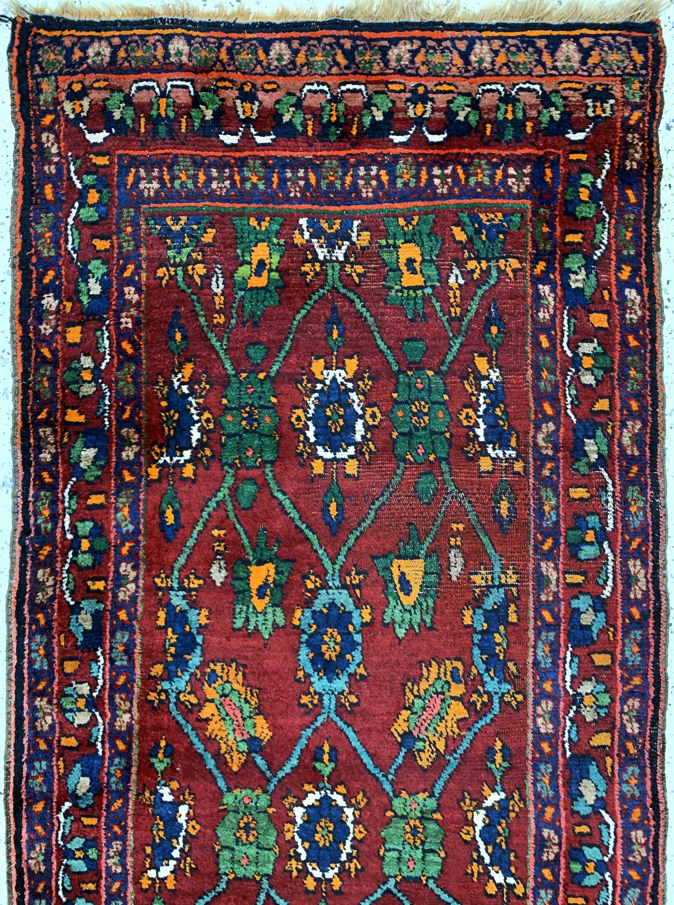 Detail a: Kordi"Dorfteppich"antik, Persien, um 1900, Wolle auf Wolle, ca. 410 x 112 cm, Mottenfraß,EHZ: 4, (restauriert)