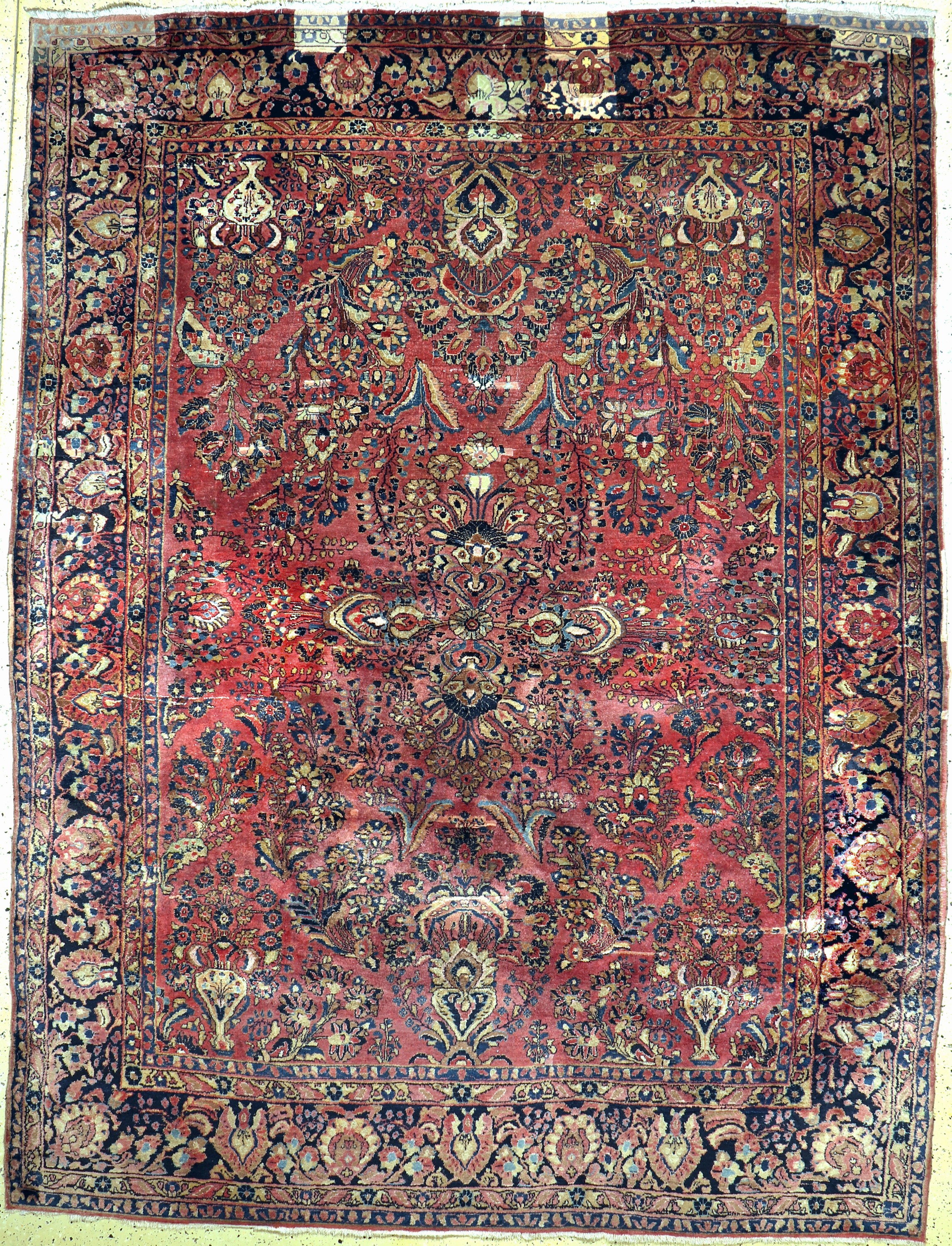 Us Re-Import Sarogh, Persien, Anfang 20.Jhd, Wolle auf Baumwolle, ca. 345 x 262 cm,EHZ: 4, (Restaurierungen & Risse)