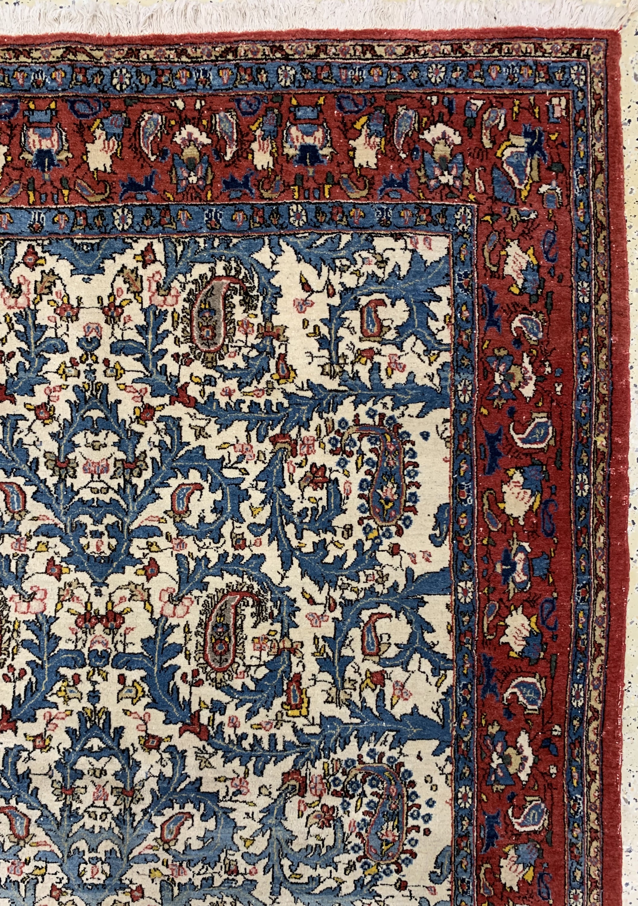 Detail d: Ghom alt, Persien, Mitte 20.Jhd, Wolle auf Baumwolle, ca. 326 x 240 cm, EHZ: 3, (fleckig)